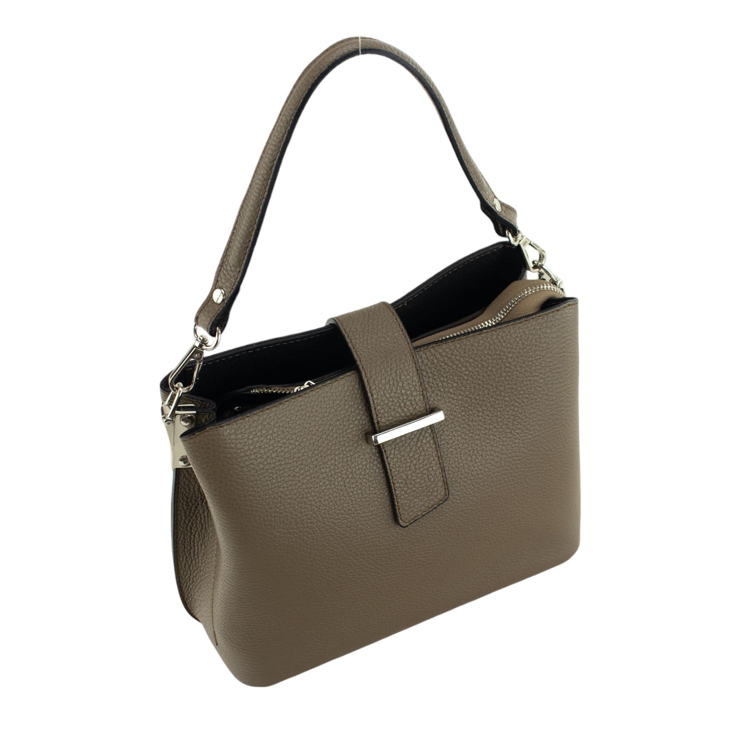 Bolso de Piel Pregato Eterea Taupe oscuro - KimondoShop