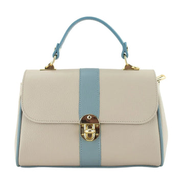 Bolso de Piel Pregato Idillio Bicolor Azul claro Beige - KimondoShop