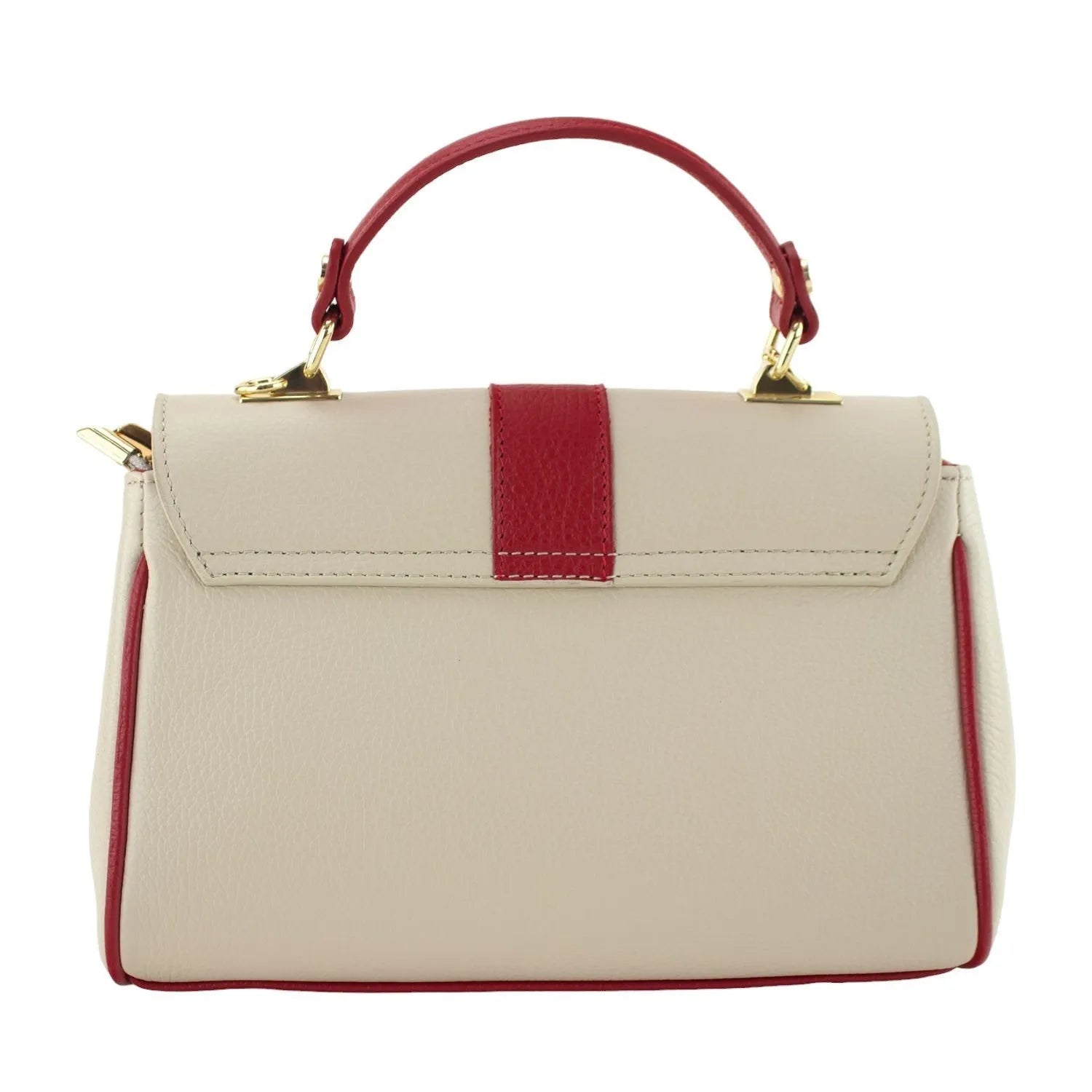 Bolso de Piel Pregato Idillio Bicolor Rojo Beige - KimondoShop