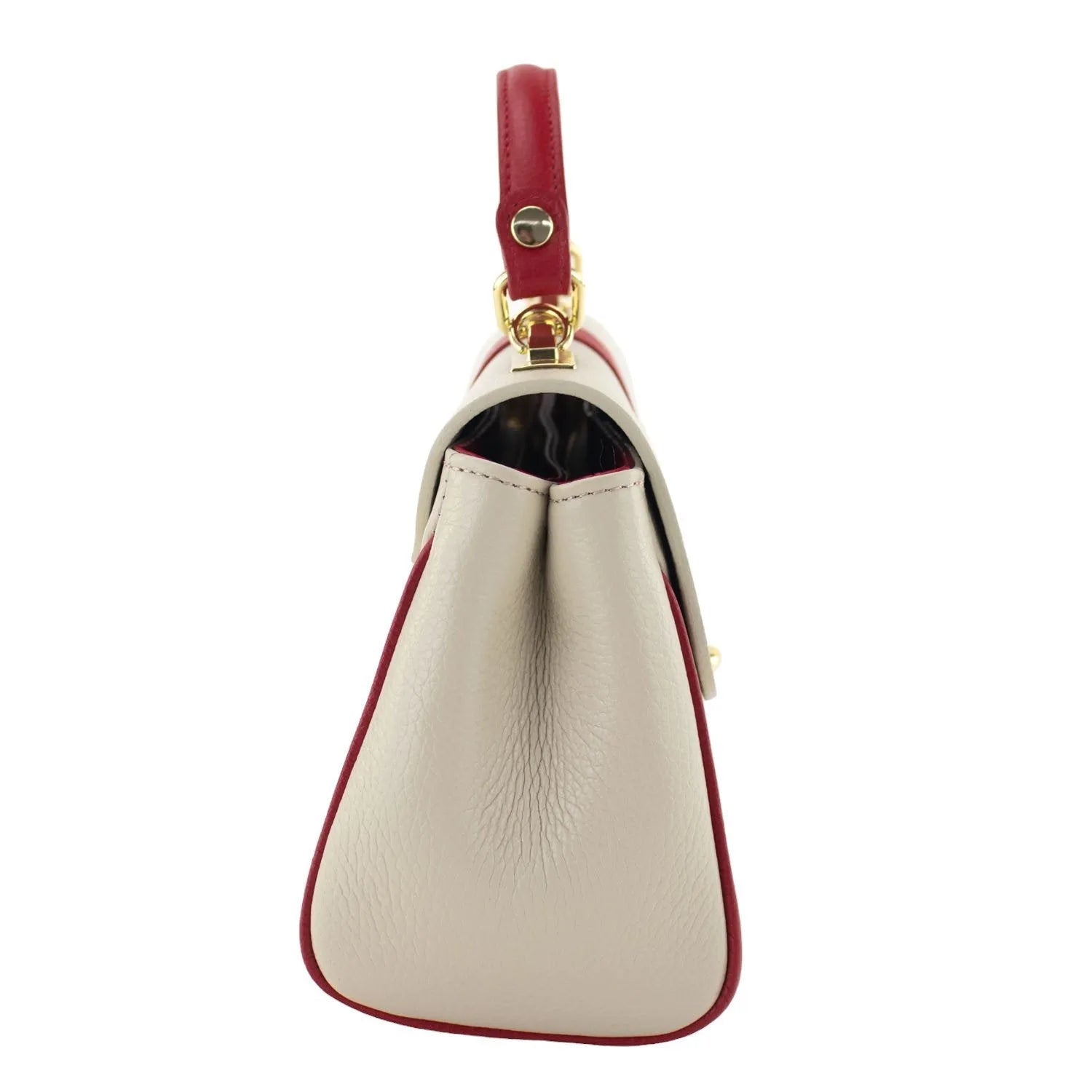 Bolso de Piel Pregato Idillio Bicolor Rojo Beige - KimondoShop