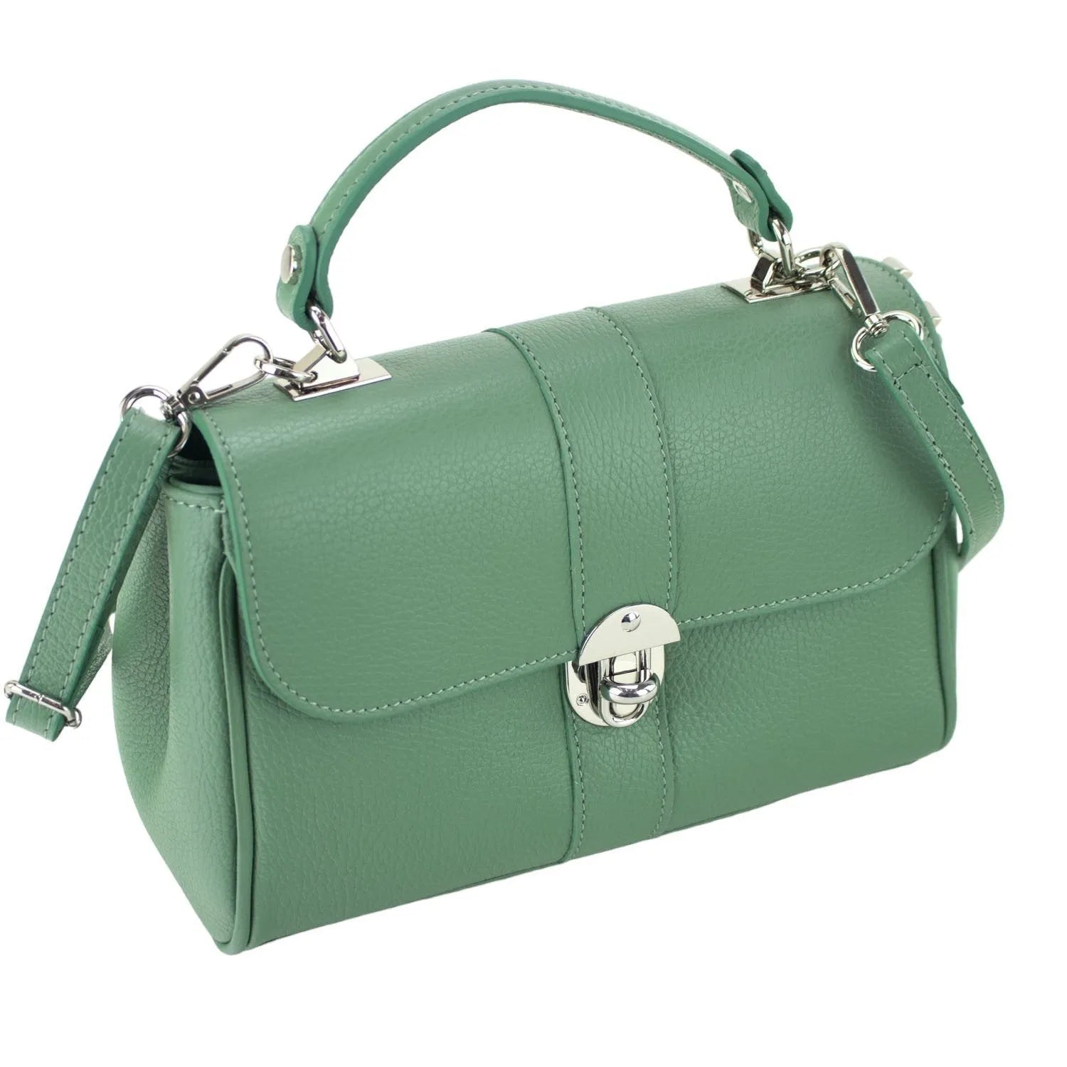 Bolso de Piel Pregato Idillio Verde Aguamarina H Plateado - KimondoShop