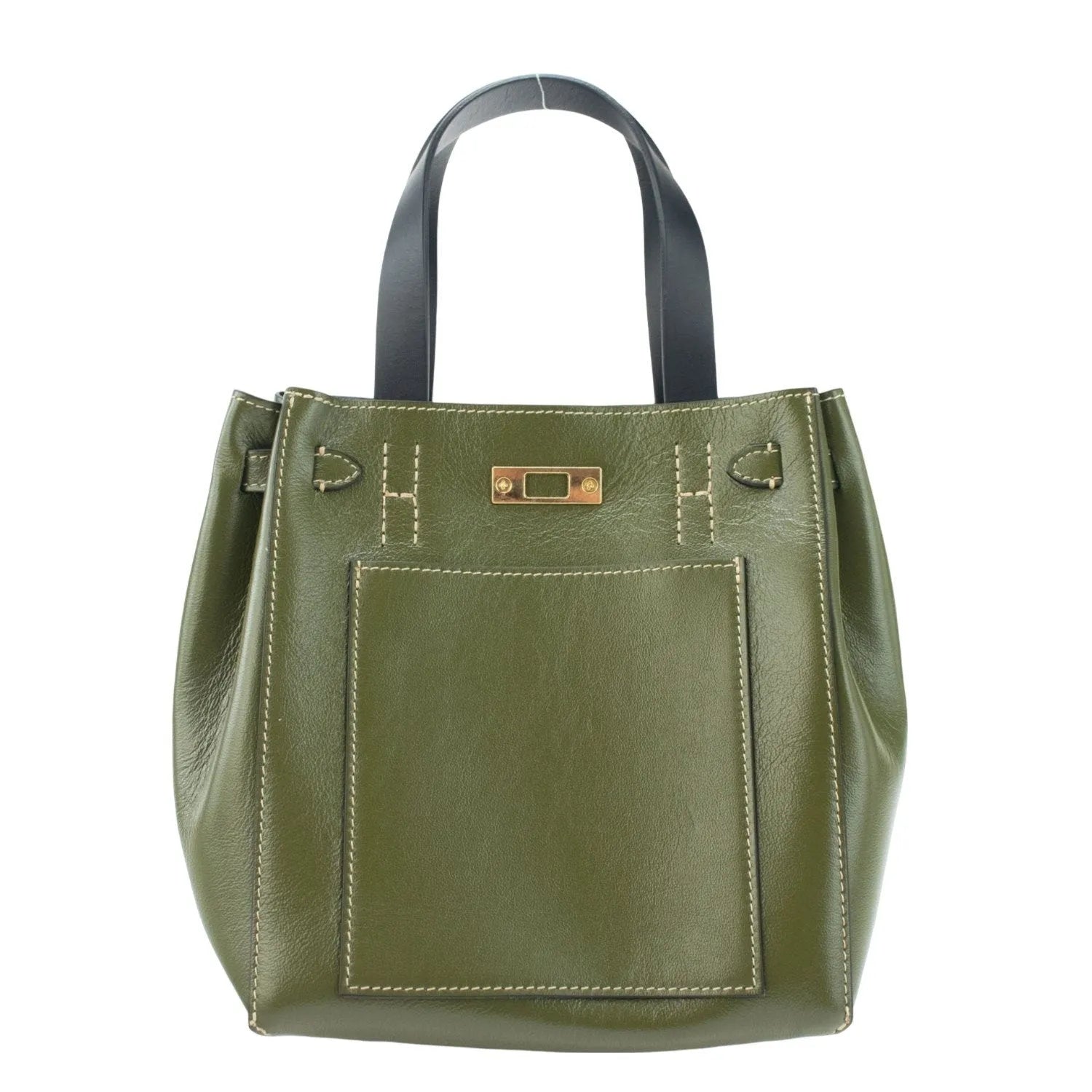 Bolso de Piel Pregato Nuvola Verde - Negro - KimondoShop