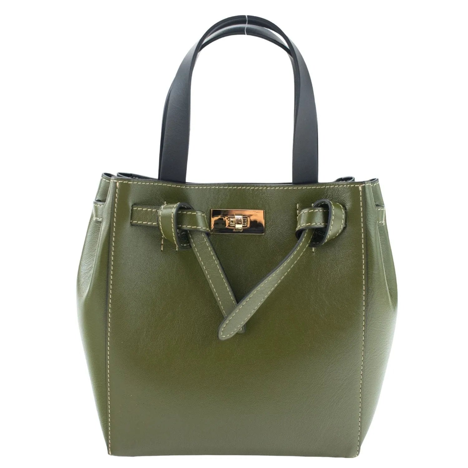 Bolso de Piel Pregato Nuvola Verde - Negro - KimondoShop