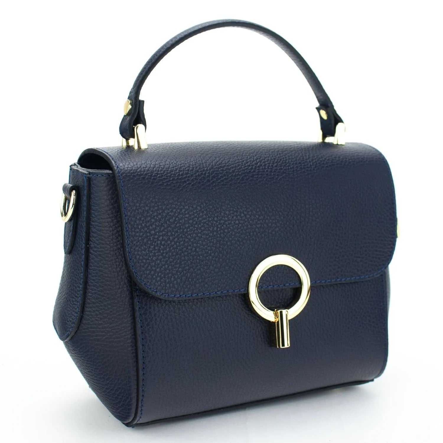 Bolso de Piel Pregato Omega Azul Marino - KimondoShop