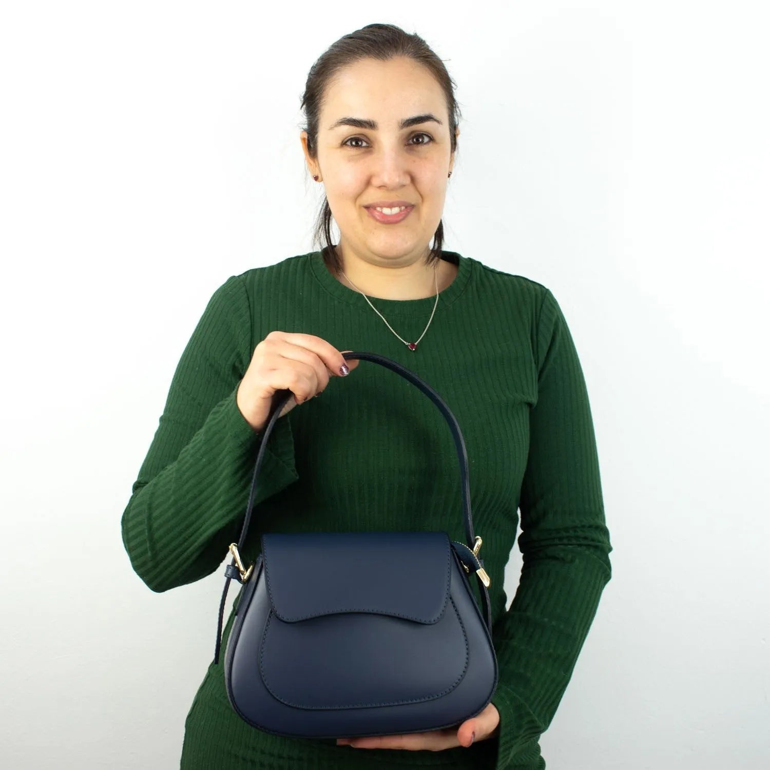 Bolso de Piel Pregato Sigma Azul marino - KimondoShop