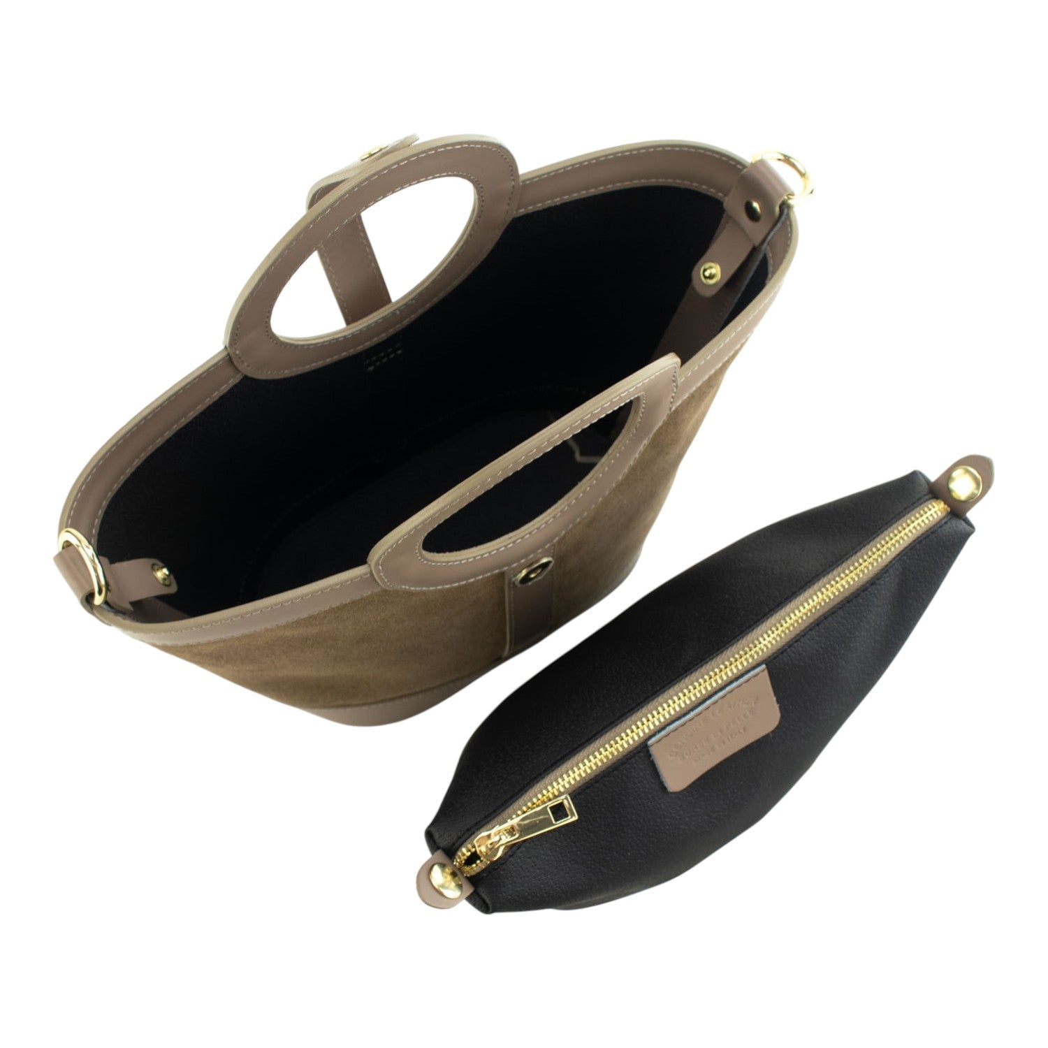 Bolso en piel Pregato Armonia Ante Taupe - KimondoShop