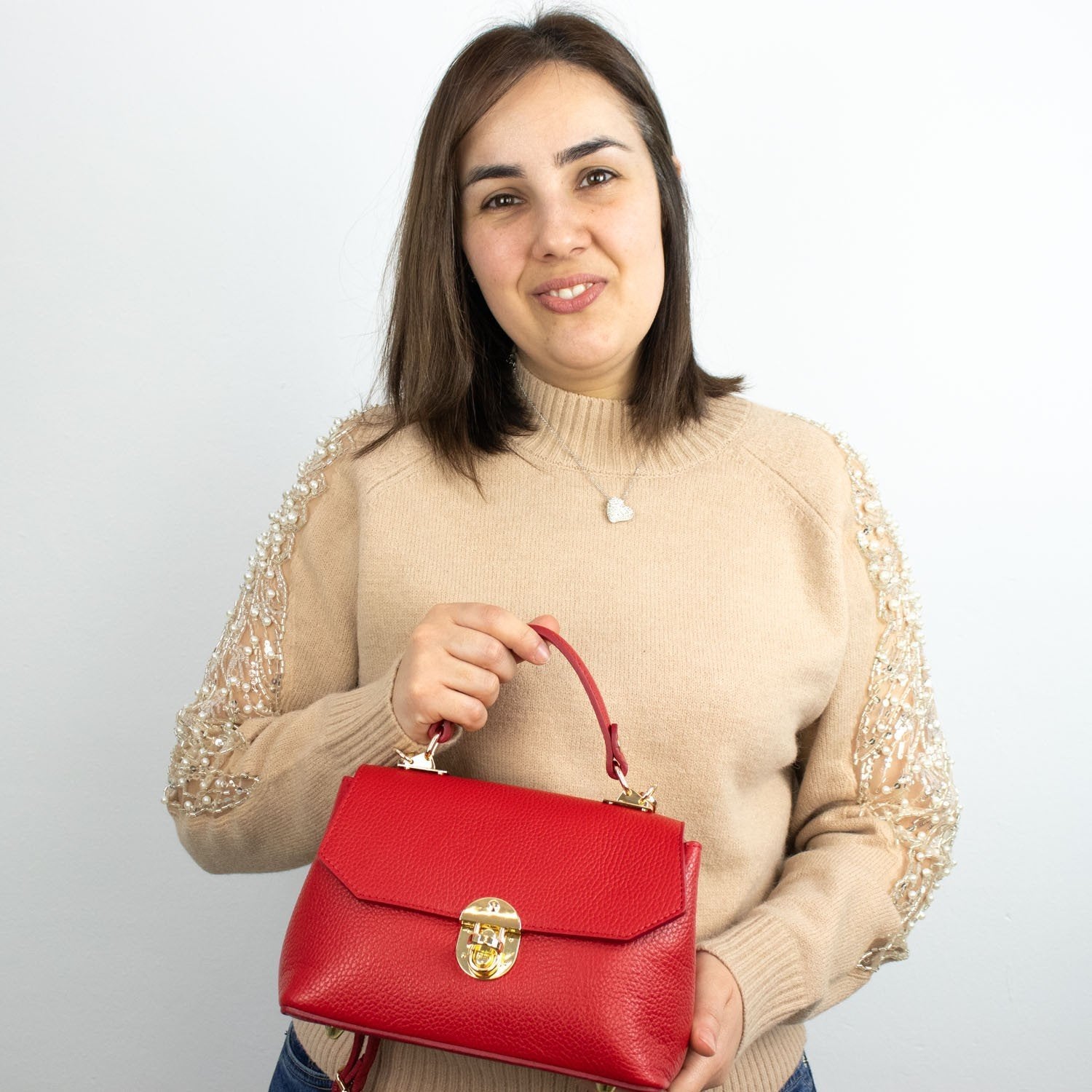 Bolso en Piel Pregato Carezza Rojo - KimondoShop