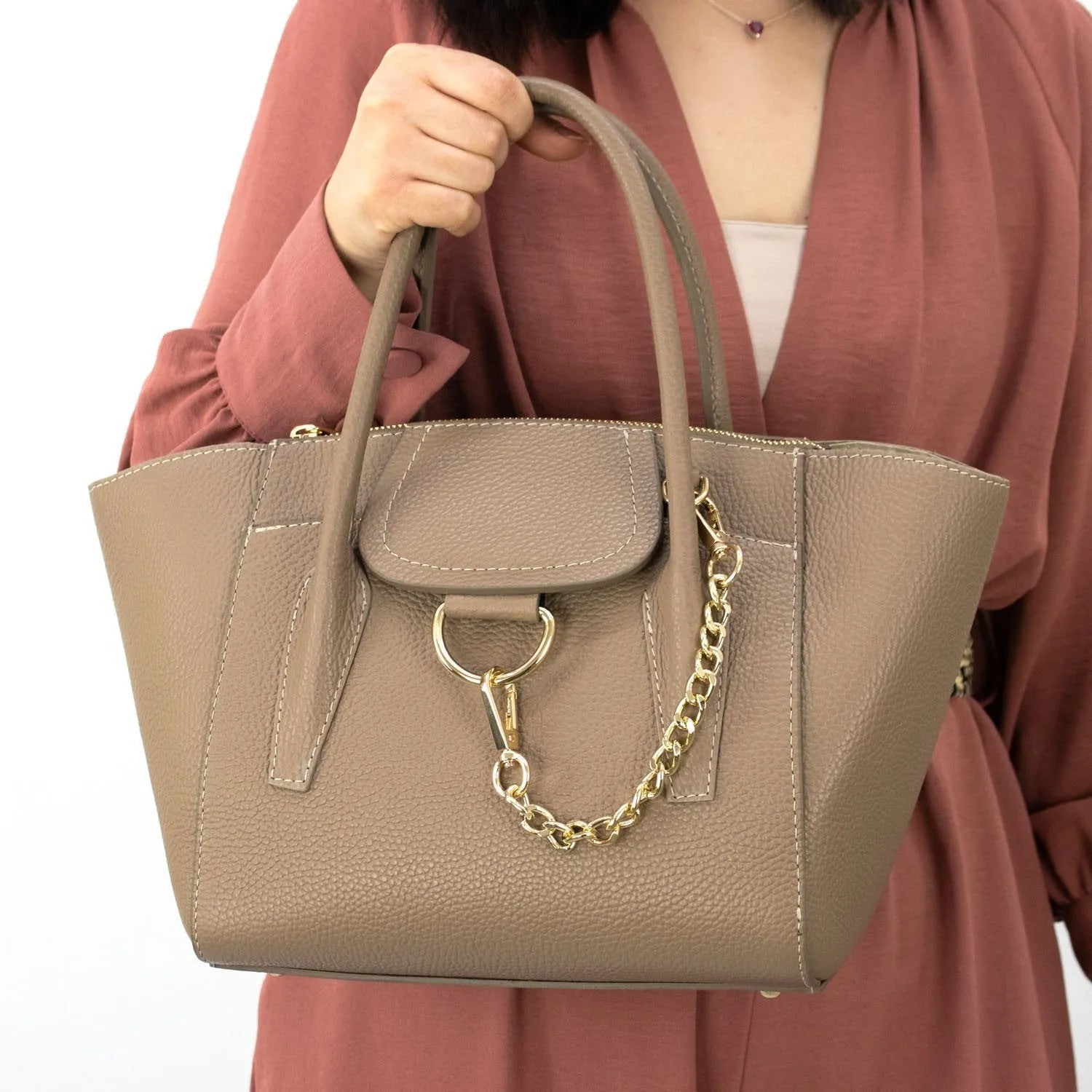 Bolso en Piel Pregato Catena Taupe - KimondoShop