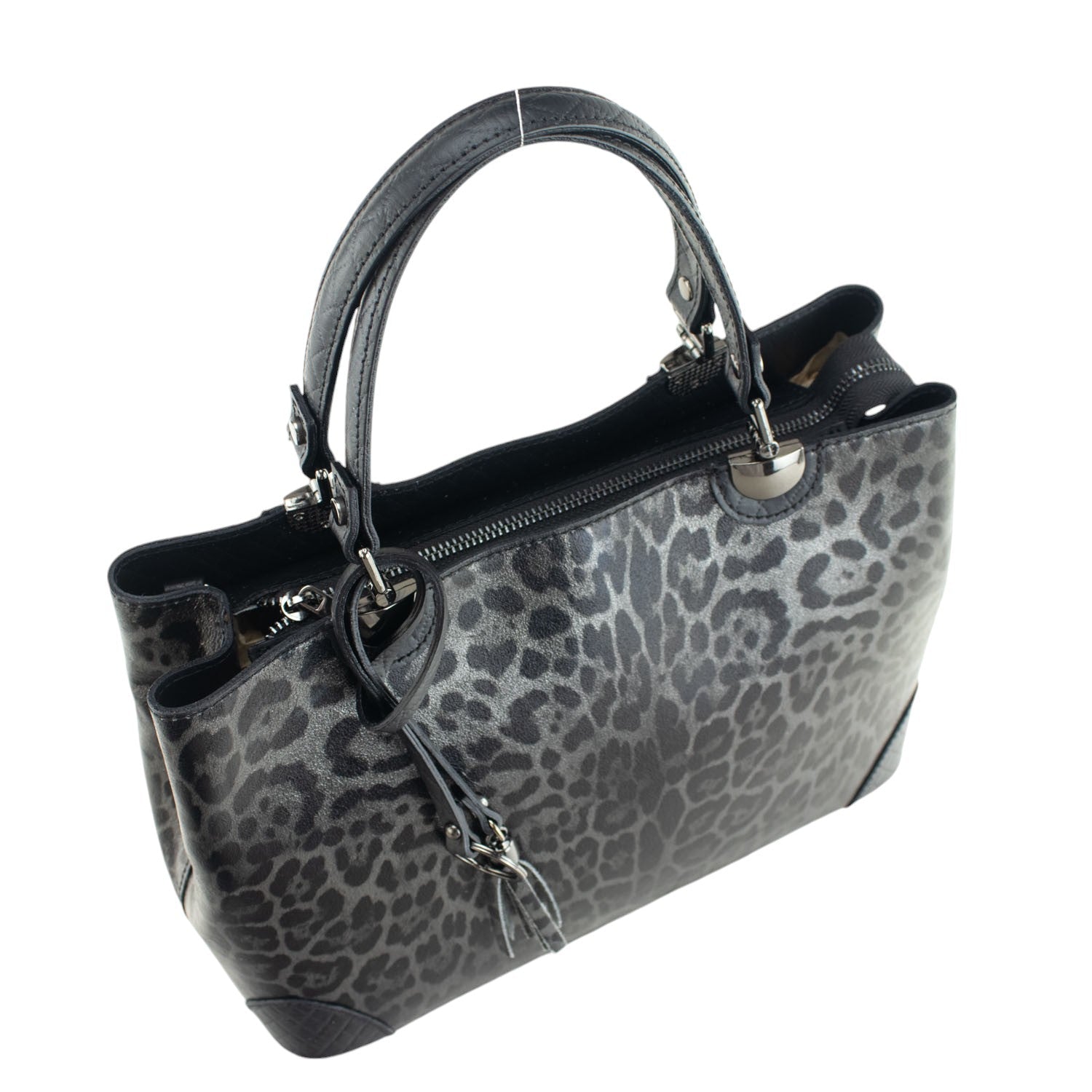 Bolso en piel Pregato Eleganza Black Leopard - KimondoShop