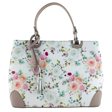 Bolso en piel Pregato Eleganza Floral Taupe - KimondoShop