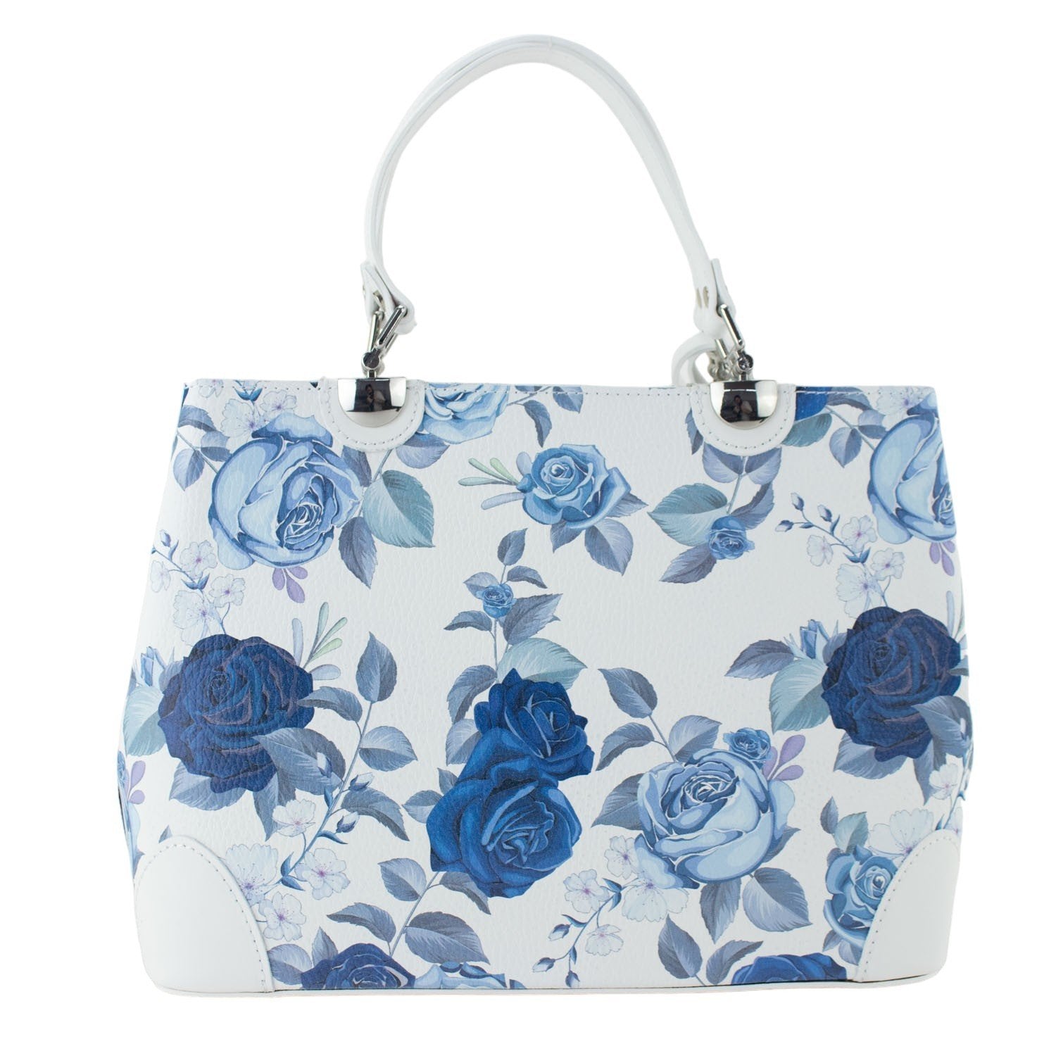 Bolso en piel Pregato Eleganza Flores azules - KimondoShop