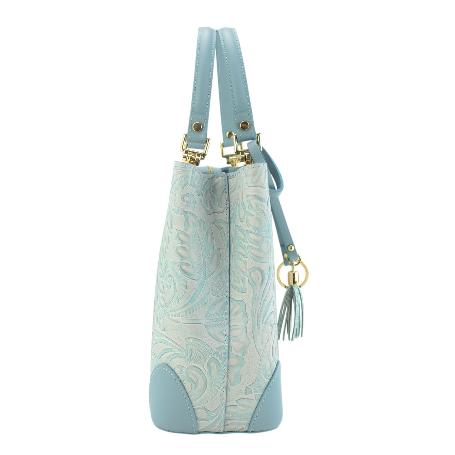 Bolso en piel Pregato Eleganza Grabado Azul - KimondoShop