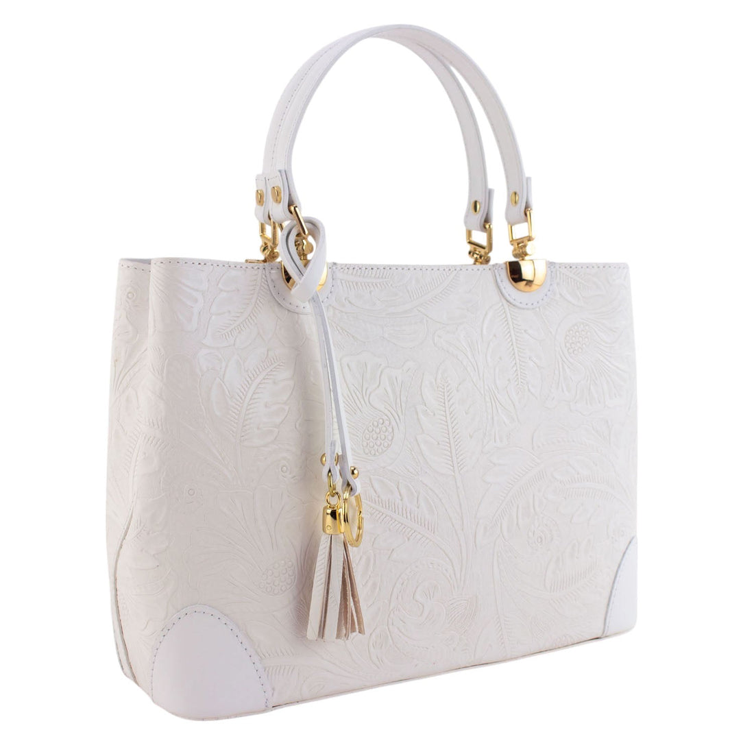 Bolso en piel Pregato Eleganza Grabado Blanco - KimondoShop