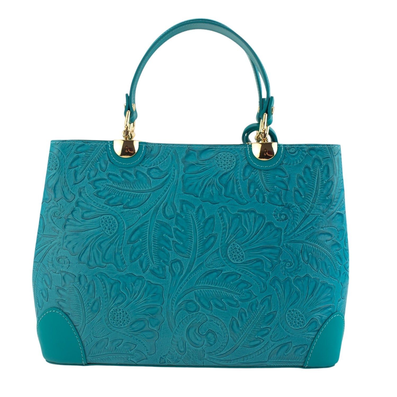 Bolso en piel Pregato Eleganza Grabado Turquesa - KimondoShop