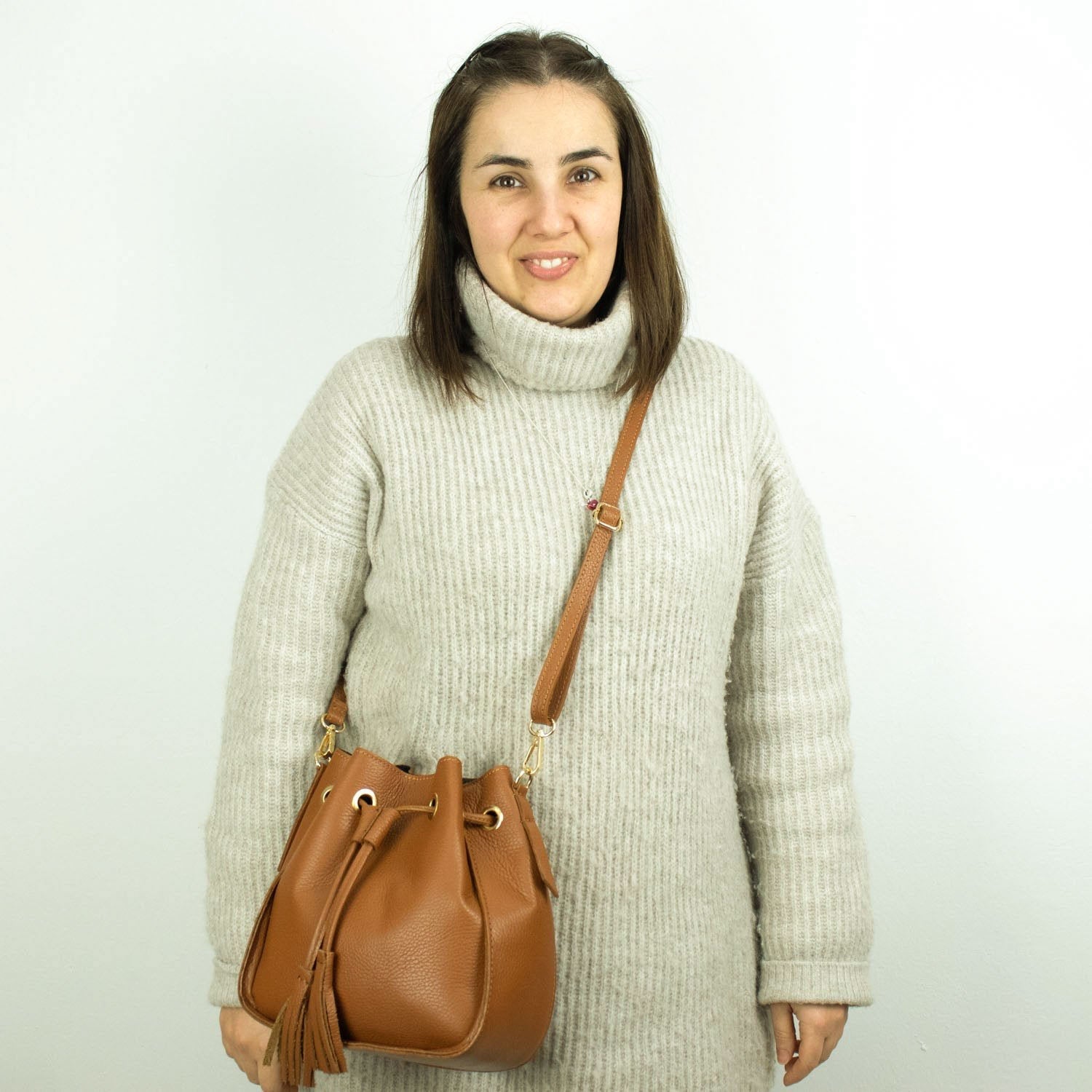 Bolso en Piel Pregato Laguna Camel - KimondoShop