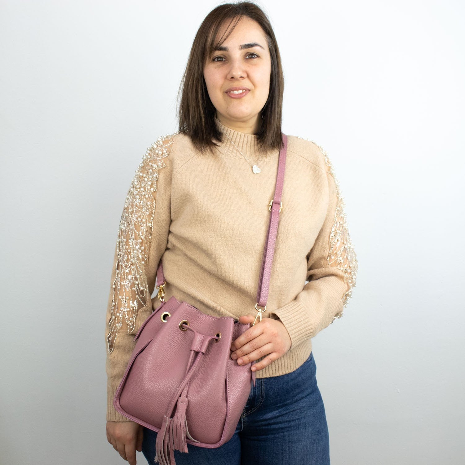 Bolso en Piel Pregato Laguna Rosa Polvo - KimondoShop