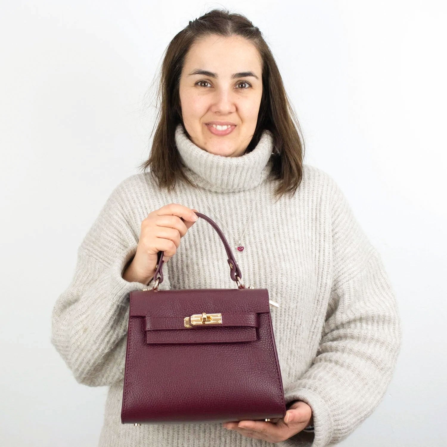 Bolso en Piel Pregato Latenza Burdeos - KimondoShop