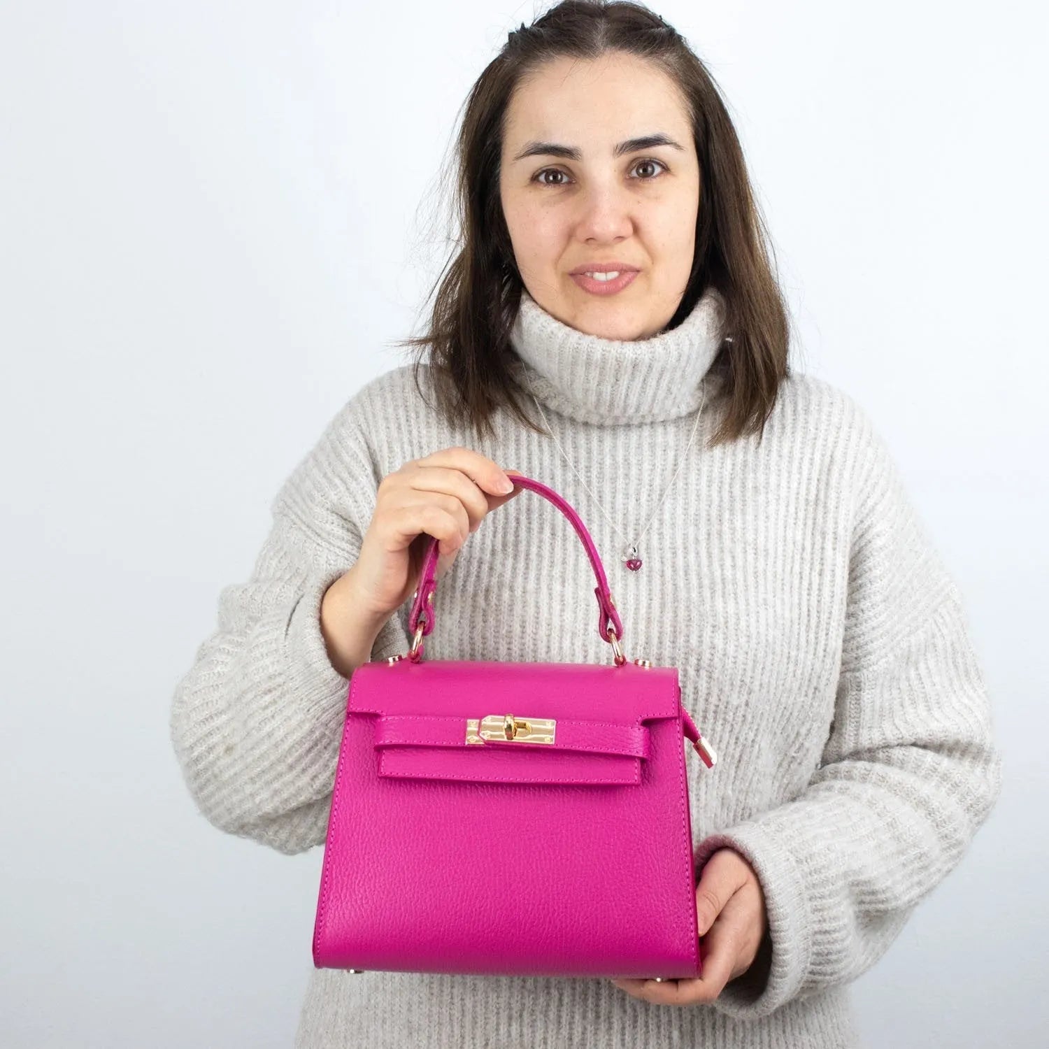 Bolso en Piel Pregato Latenza Fucsia - KimondoShop