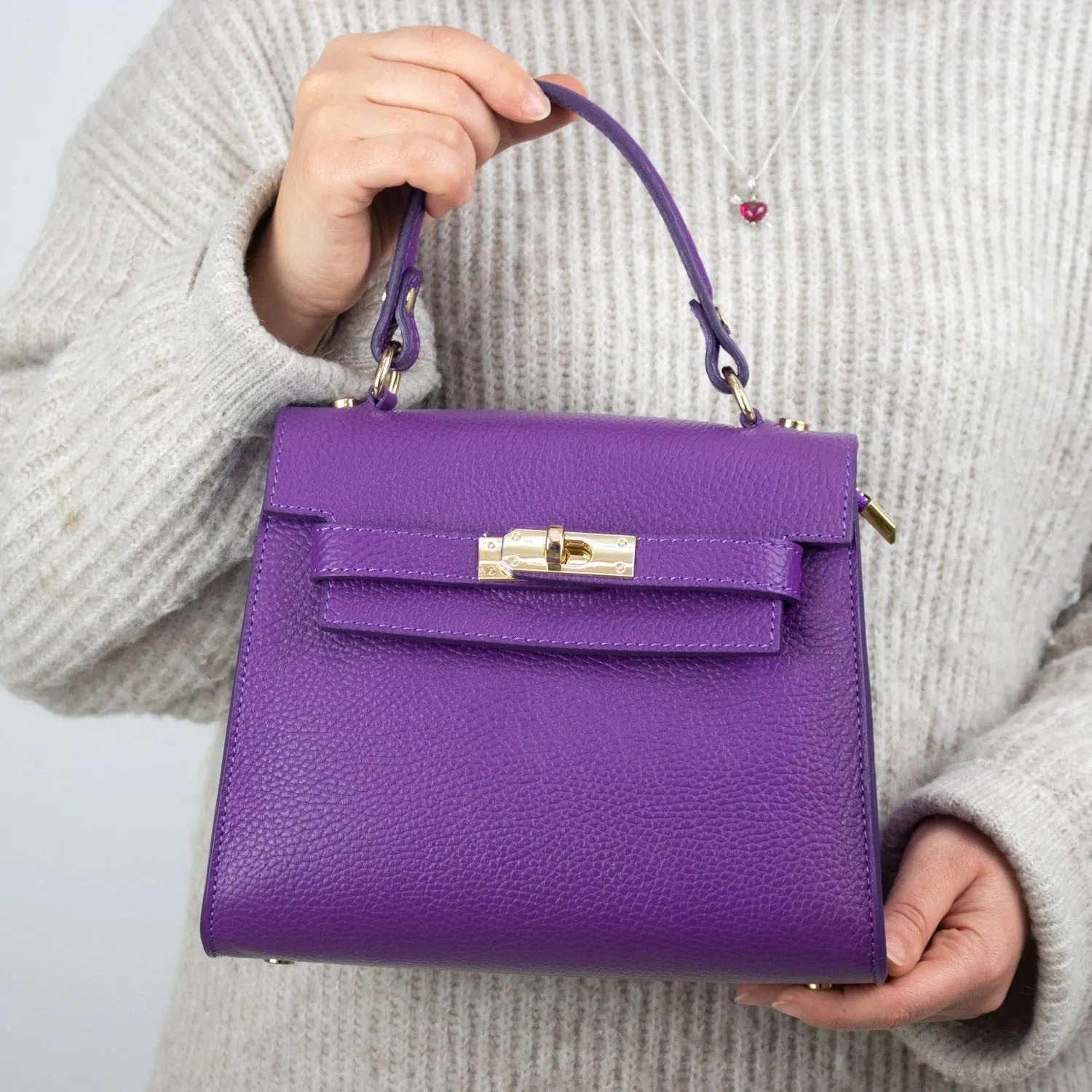 Bolso en Piel Pregato Latenza Lila - KimondoShop