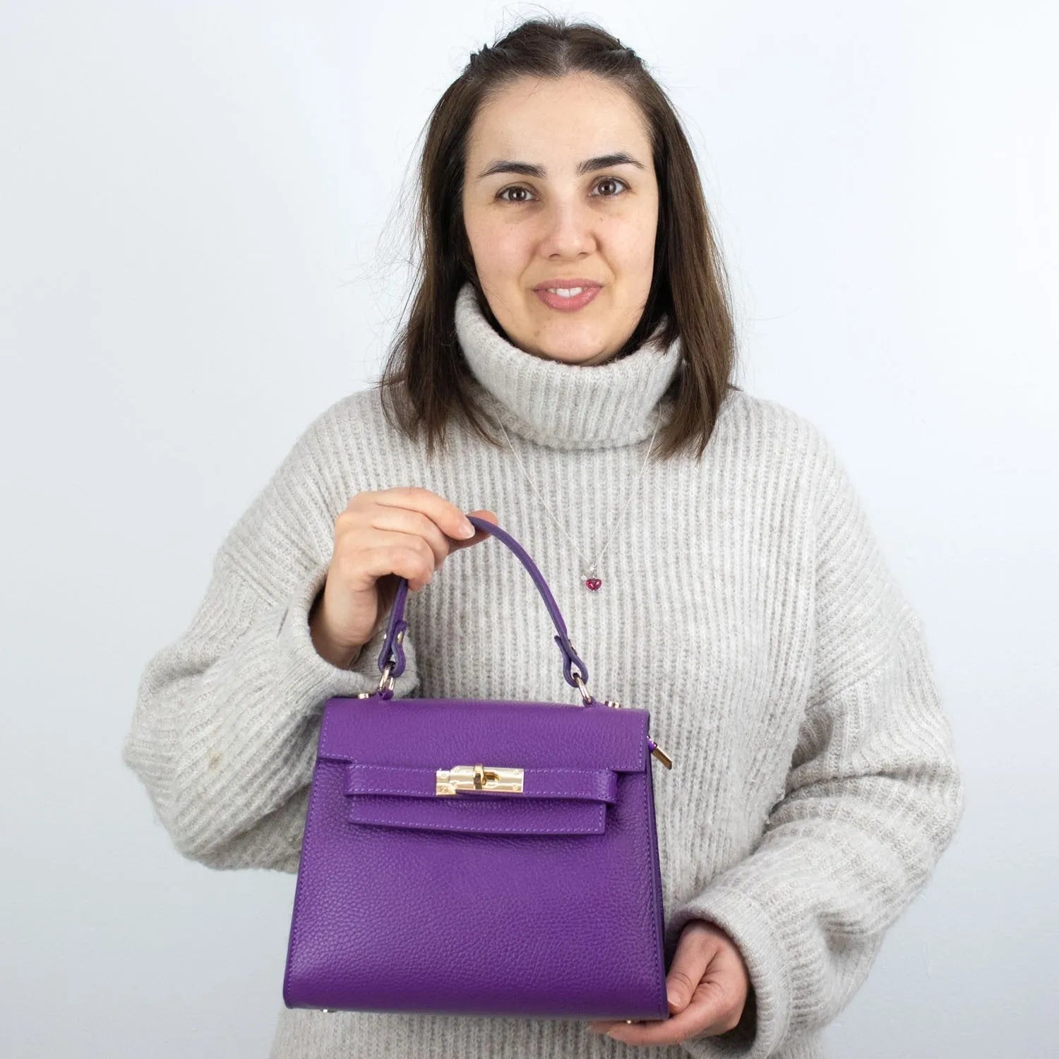 Bolso en Piel Pregato Latenza Lila - KimondoShop