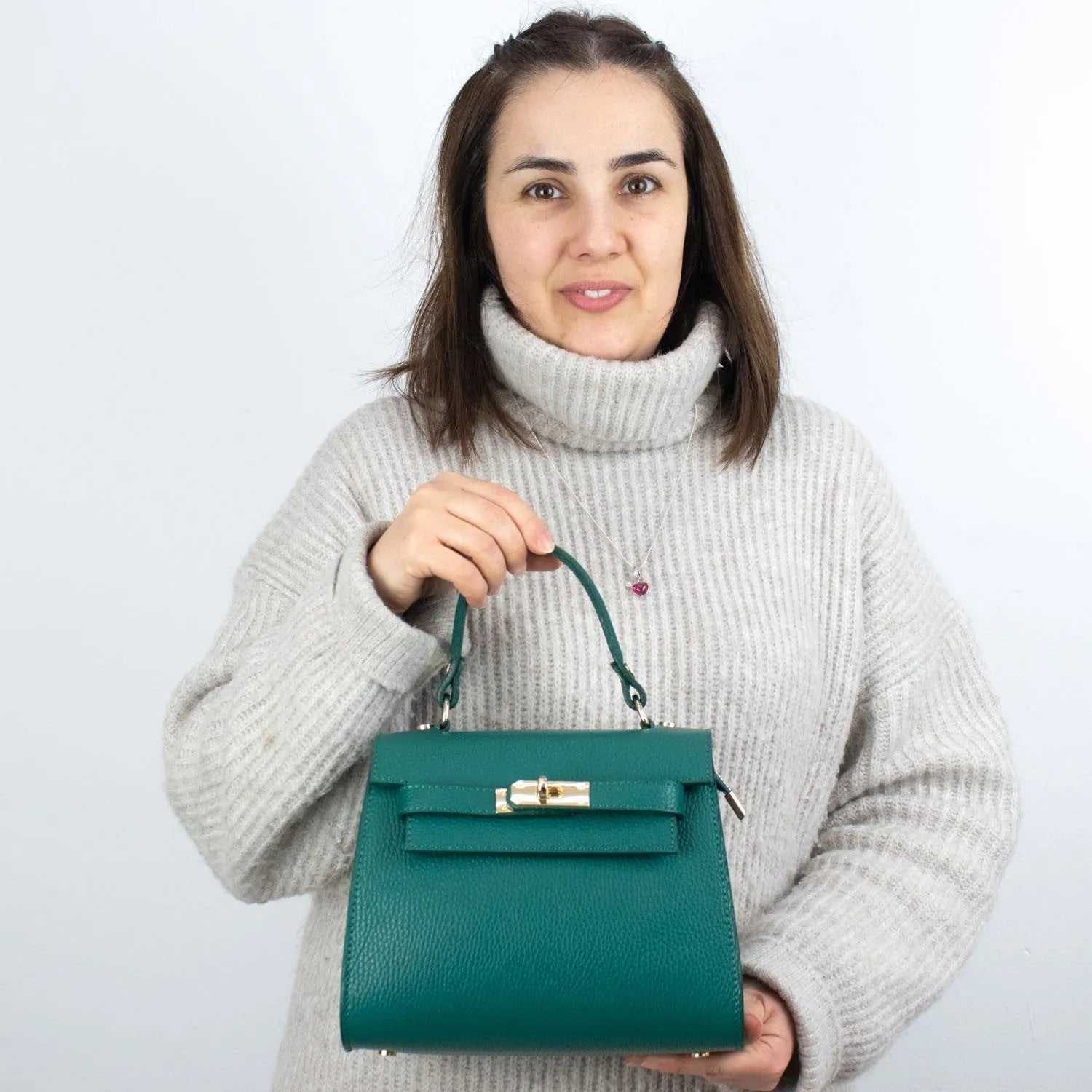 Bolso en Piel Pregato Latenza Petróleo - KimondoShop