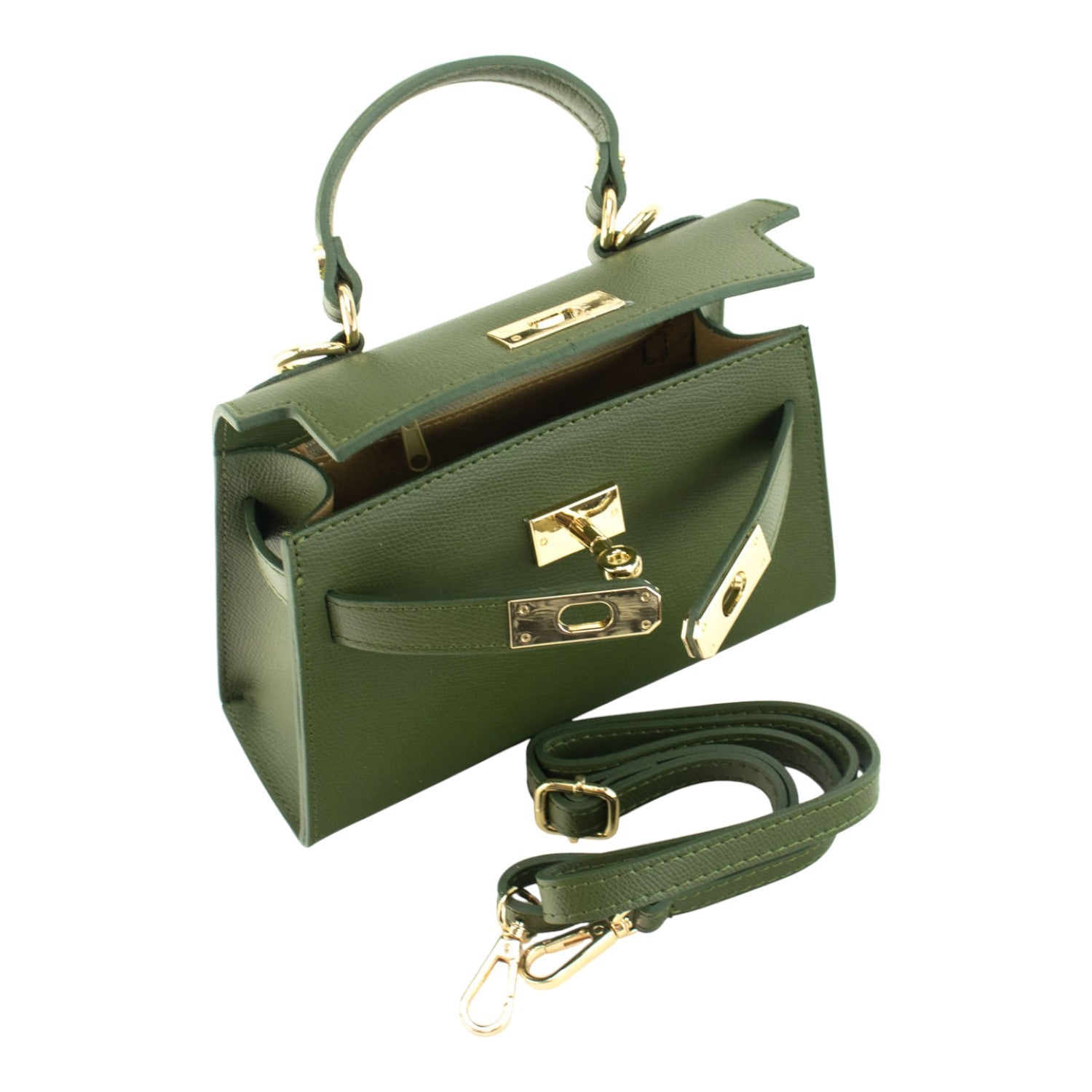 Bolso en Piel Pregato mini Latenza Verde Oliva - KimondoShop