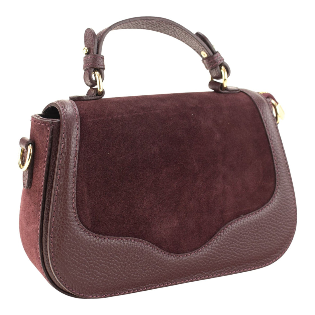 Bolso en piel Pregato Velluto Ante Burdeos - KimondoShop