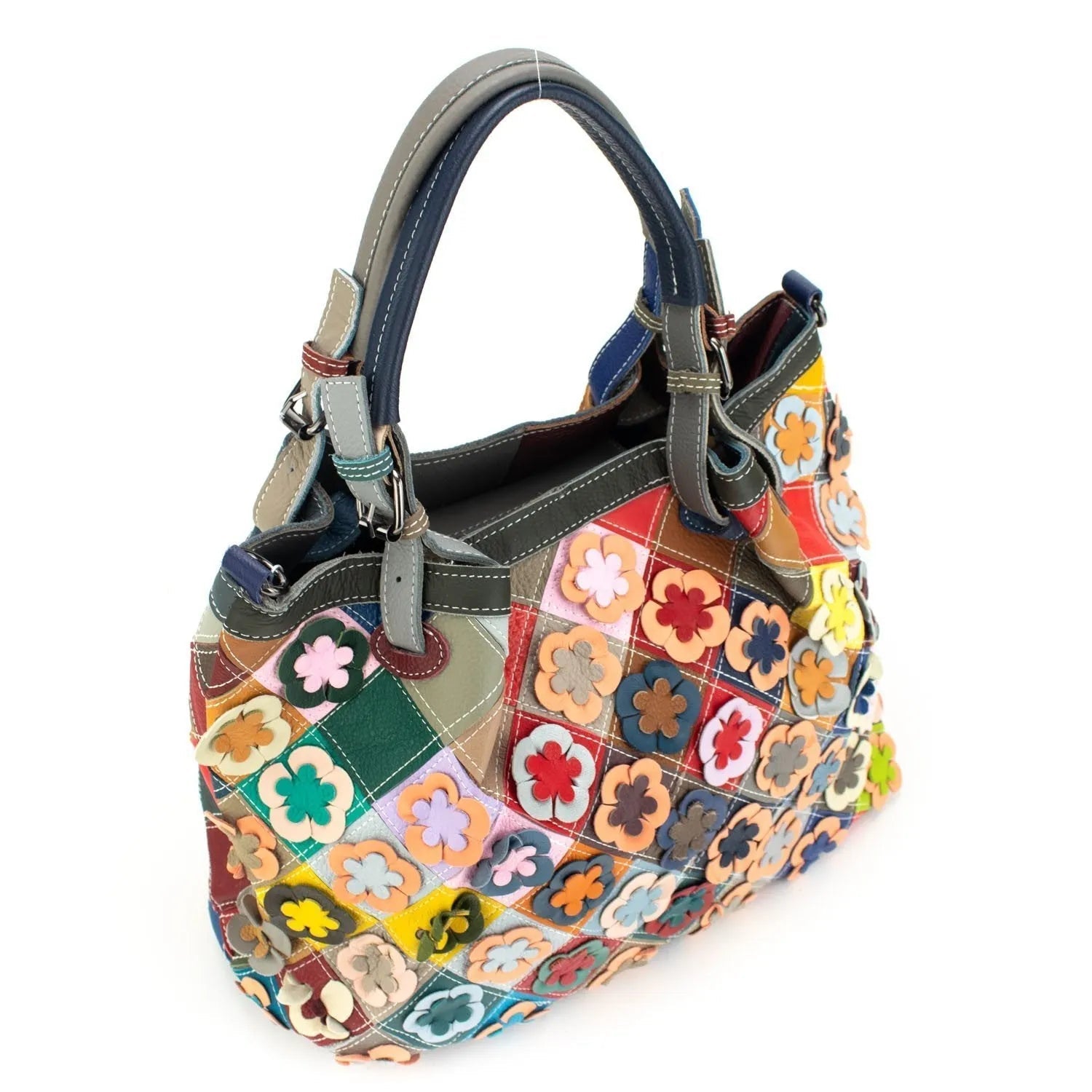 Bolso hobo de Piel Pregato Mosaic Flowers - KimondoShop