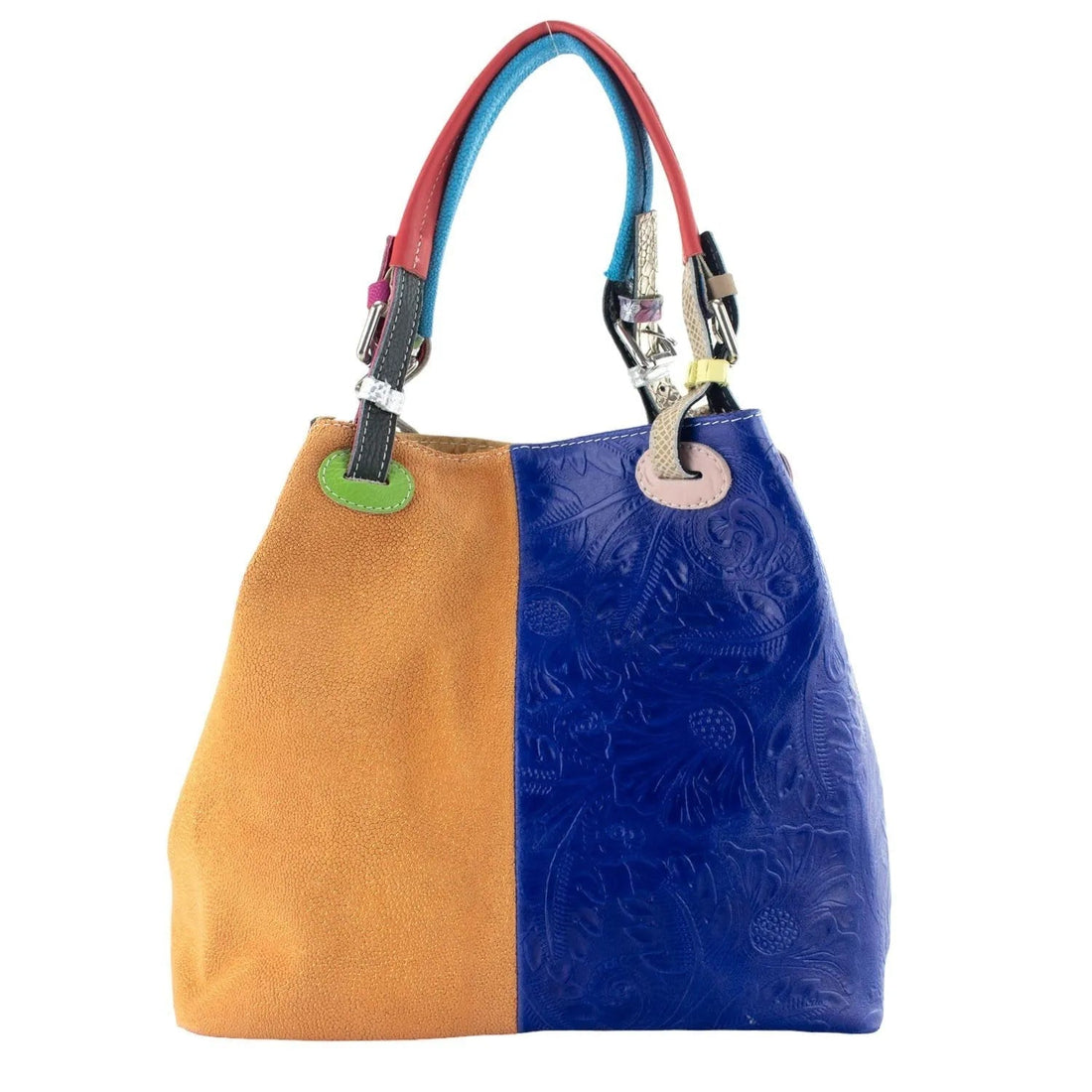 Bolso hobo en Piel Pregato Vittoria Azul eléctrico Camel - KimondoShop