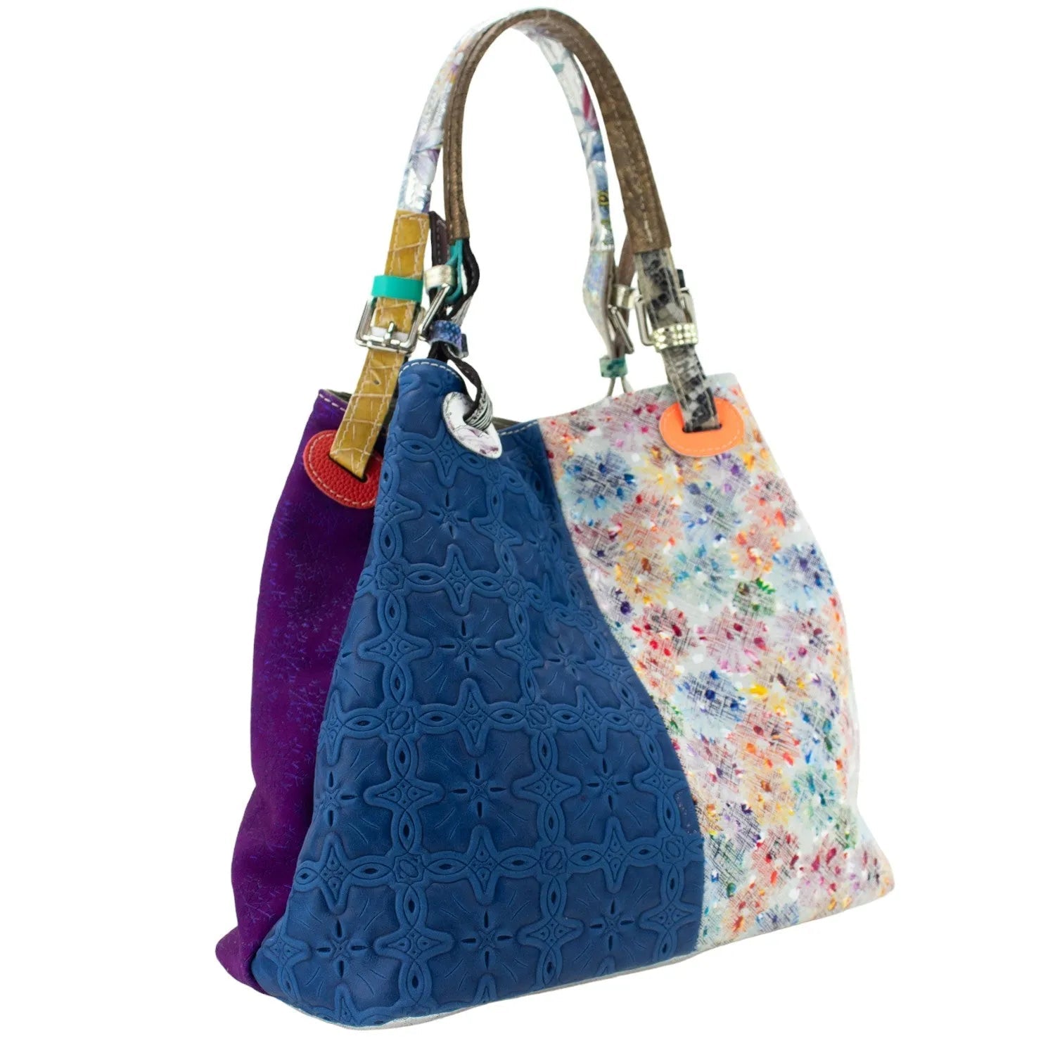 Bolso hobo en Piel Pregato Vittoria Azul Lila - KimondoShop