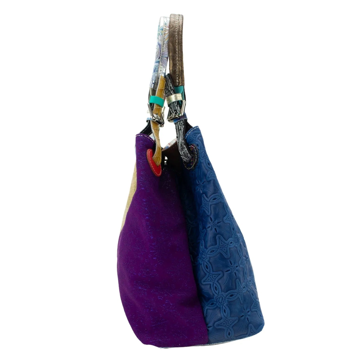 Bolso hobo en Piel Pregato Vittoria Azul Lila - KimondoShop