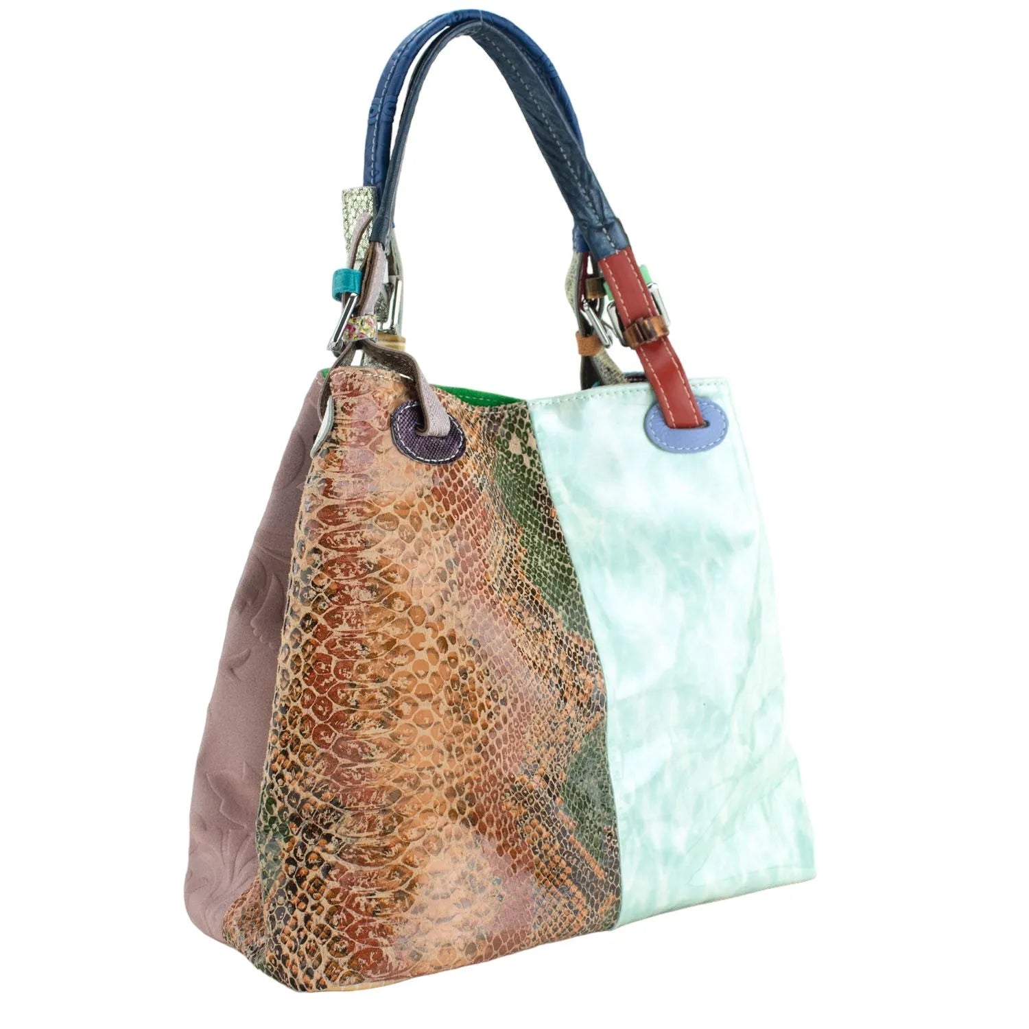 Bolso hobo en Piel Pregato Vittoria Snake Marble - KimondoShop