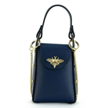 Bolso mini en Piel Pregato Golden Bee Azul marino - KimondoShop