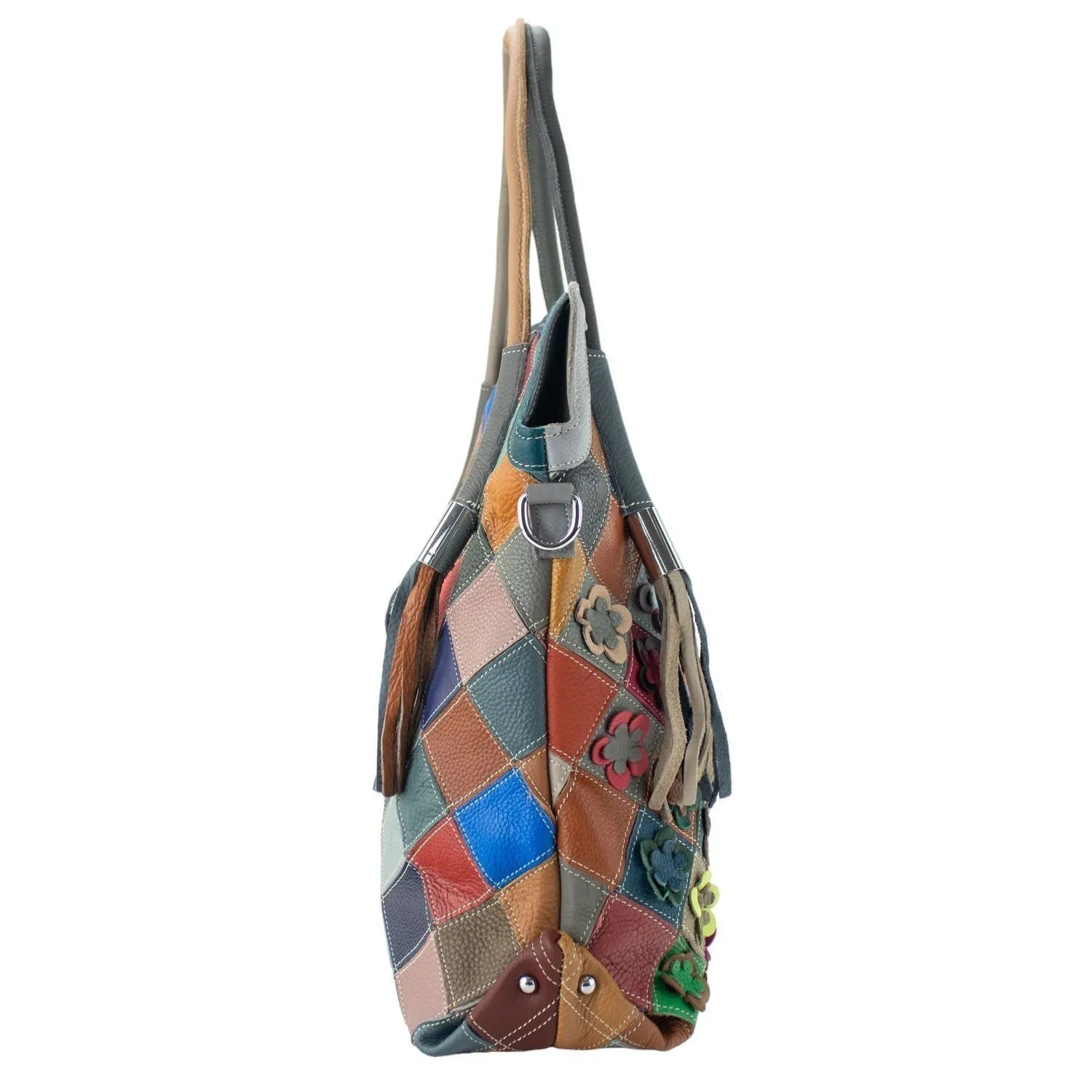 Bolso shopper asa ajustable de Piel Pregato Mosaic Flowers - KimondoShop