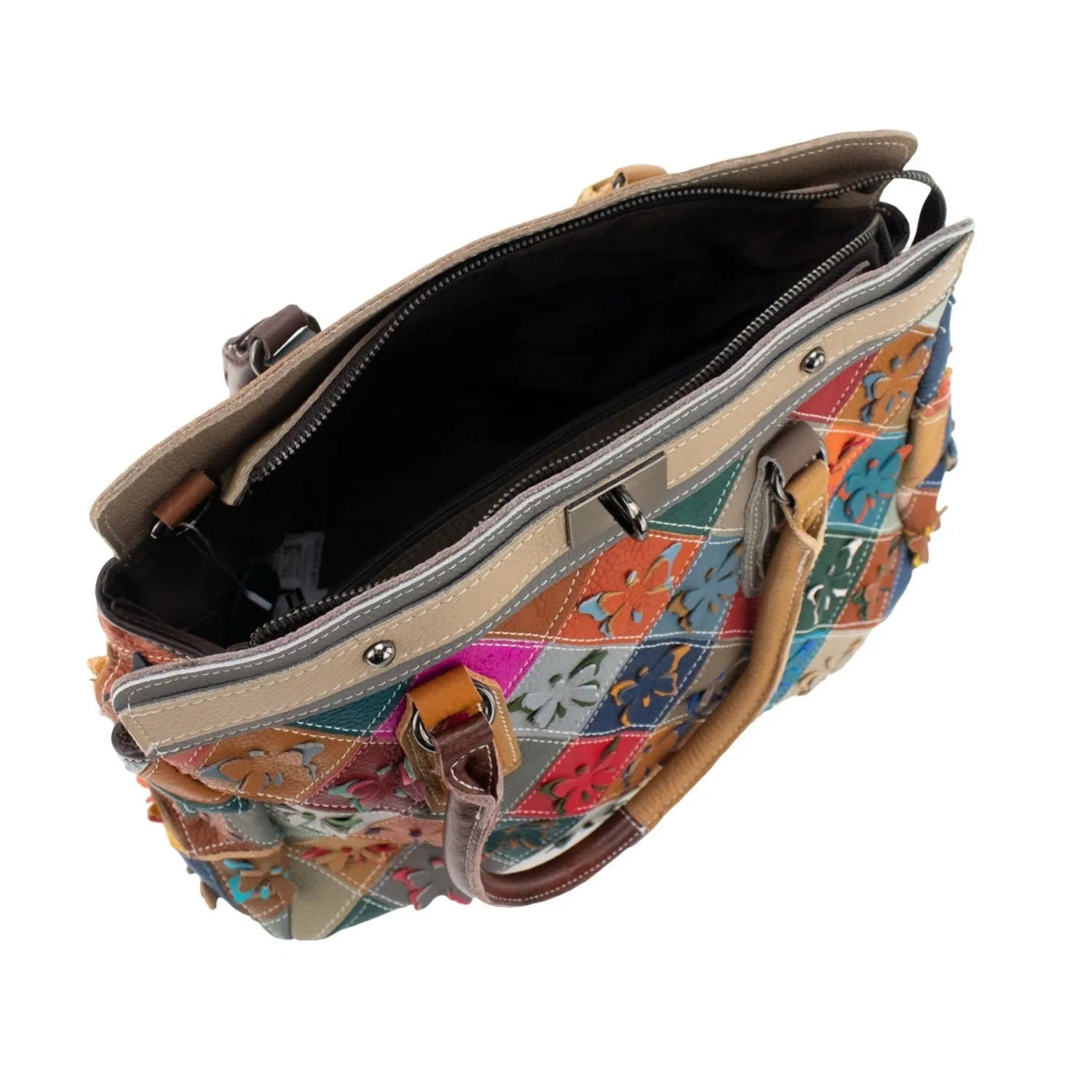 Bolso shopper con broche de Piel Pregato Mosaic Buterfly - KimondoShop