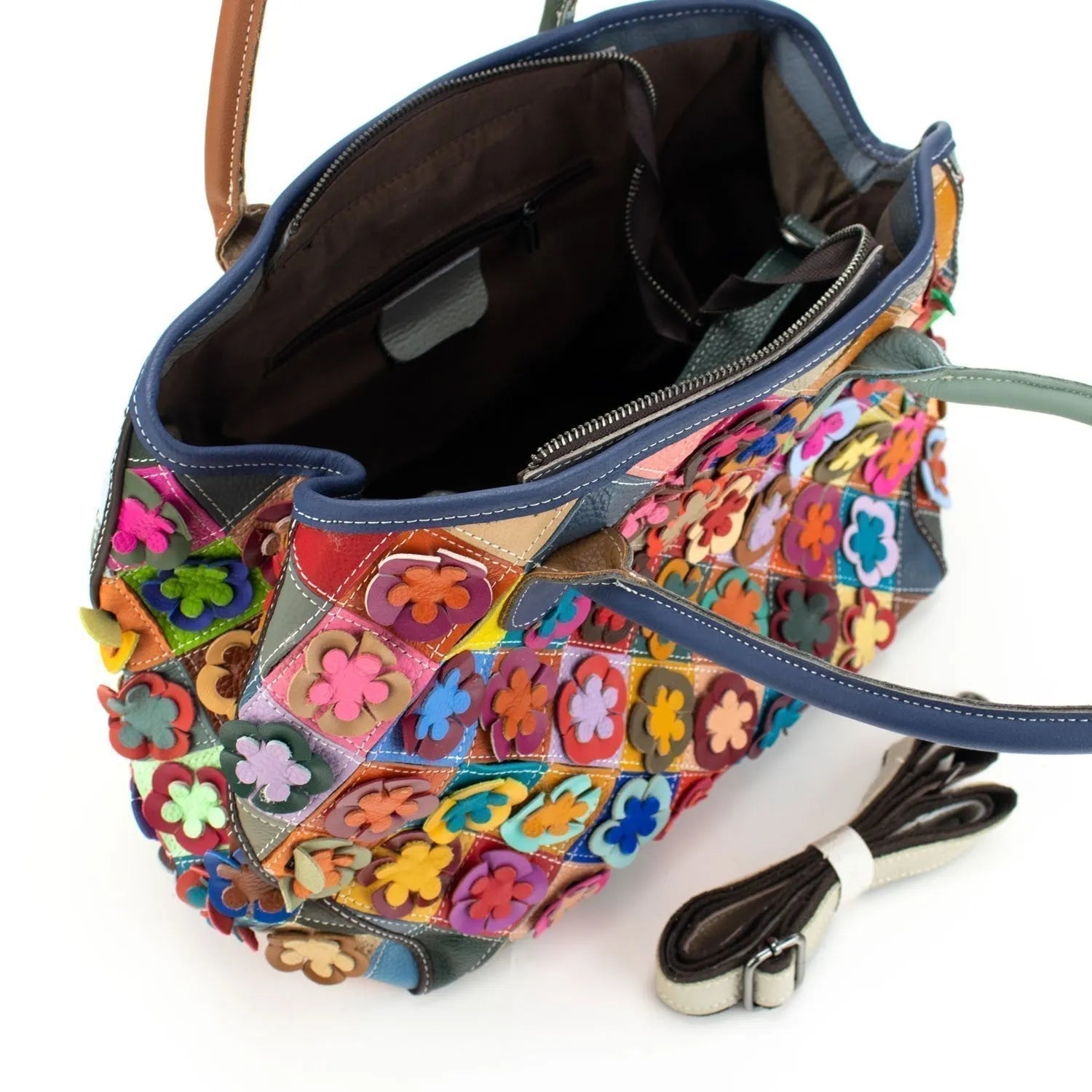 Bolso shopper de Piel Pregato Mosaic Flowers - KimondoShop