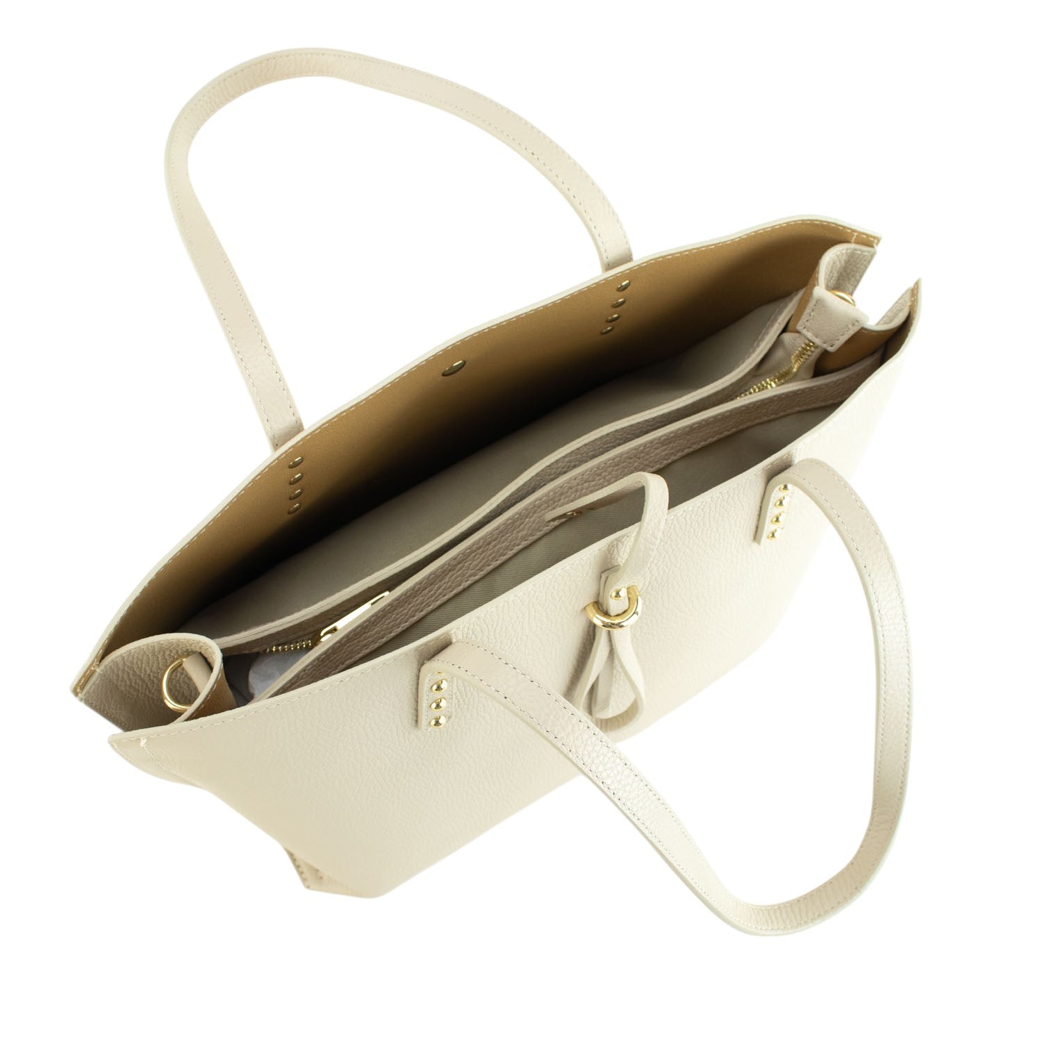 Bolso Shopper en Piel Pregato Loggia Beige - KimondoShop