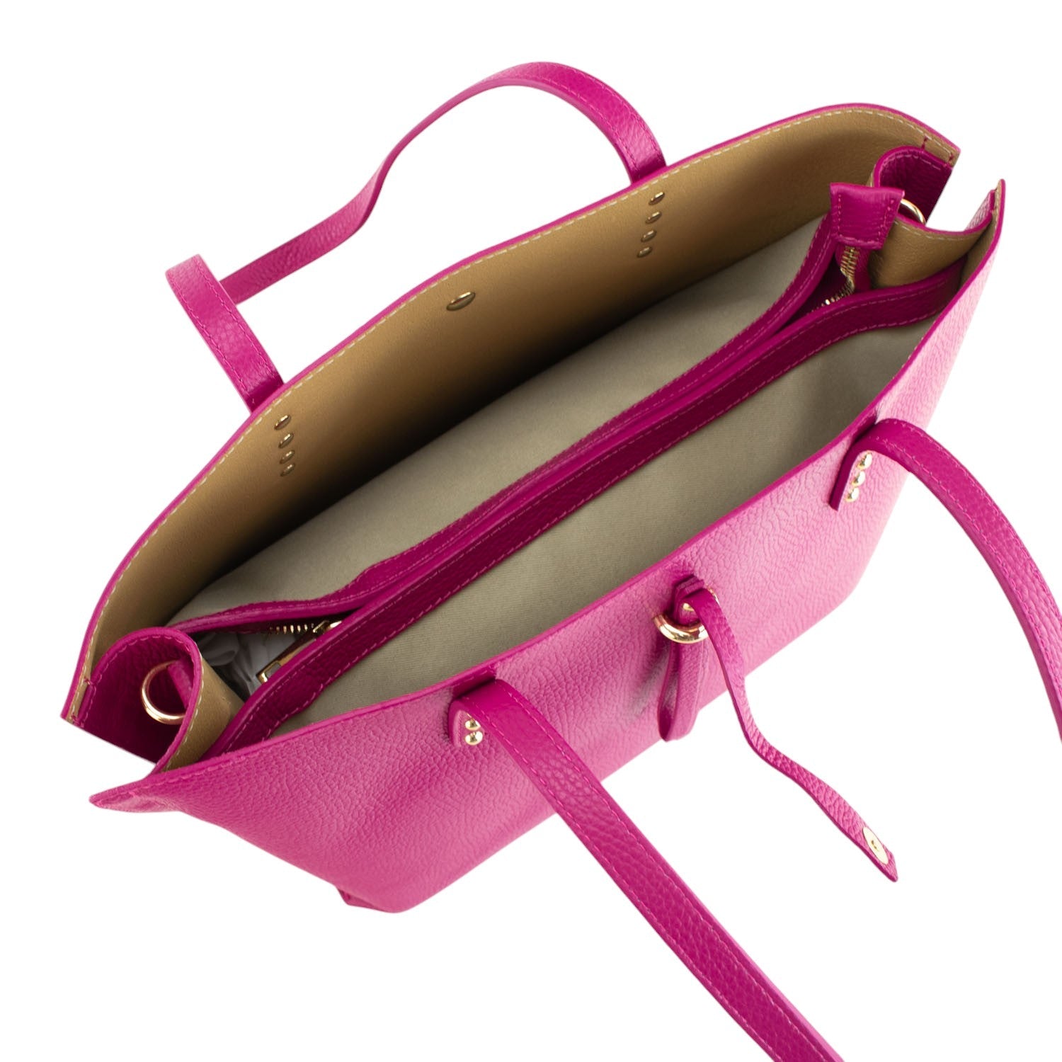 Bolso Shopper en Piel Pregato Loggia Fucsia - KimondoShop