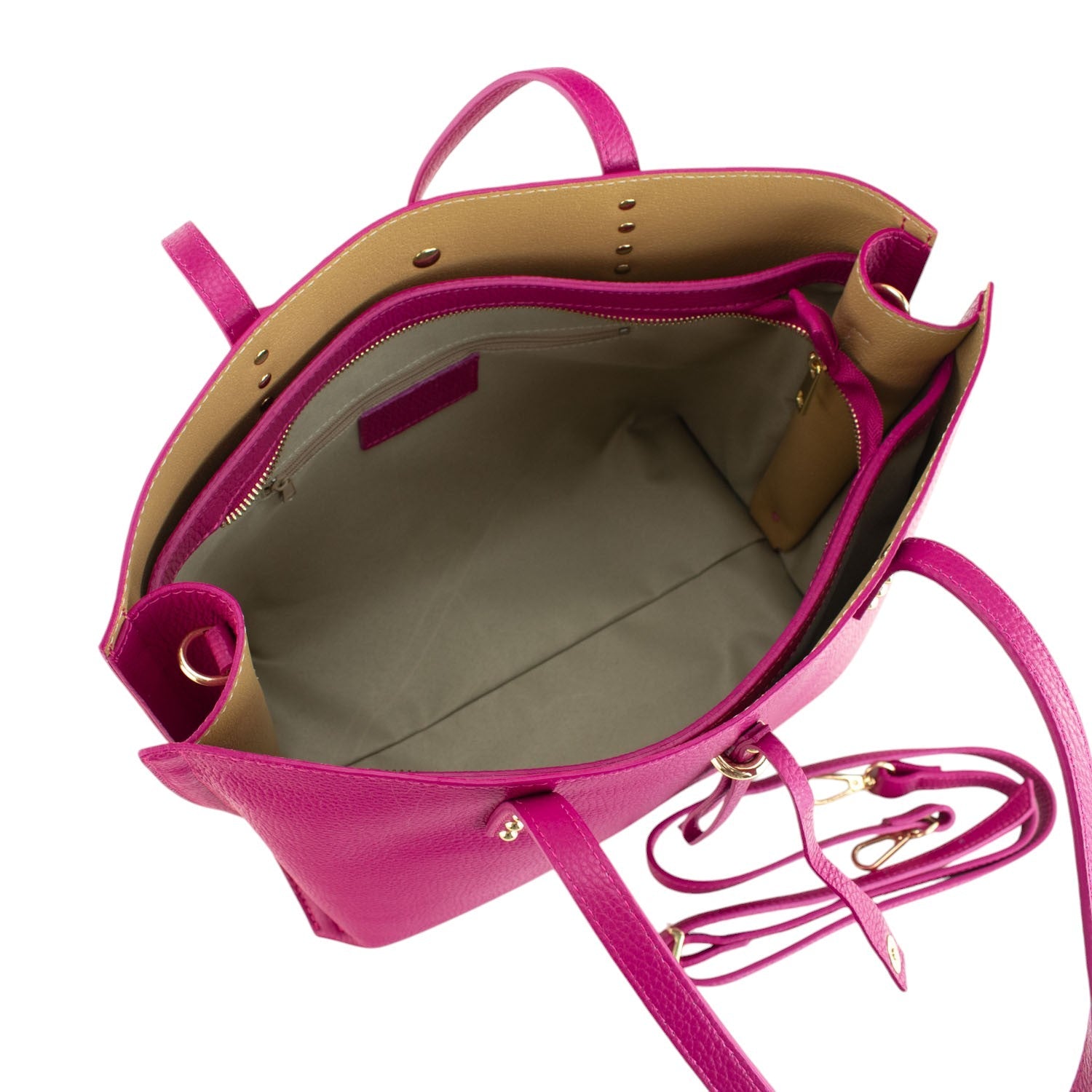 Bolso Shopper en Piel Pregato Loggia Fucsia - KimondoShop