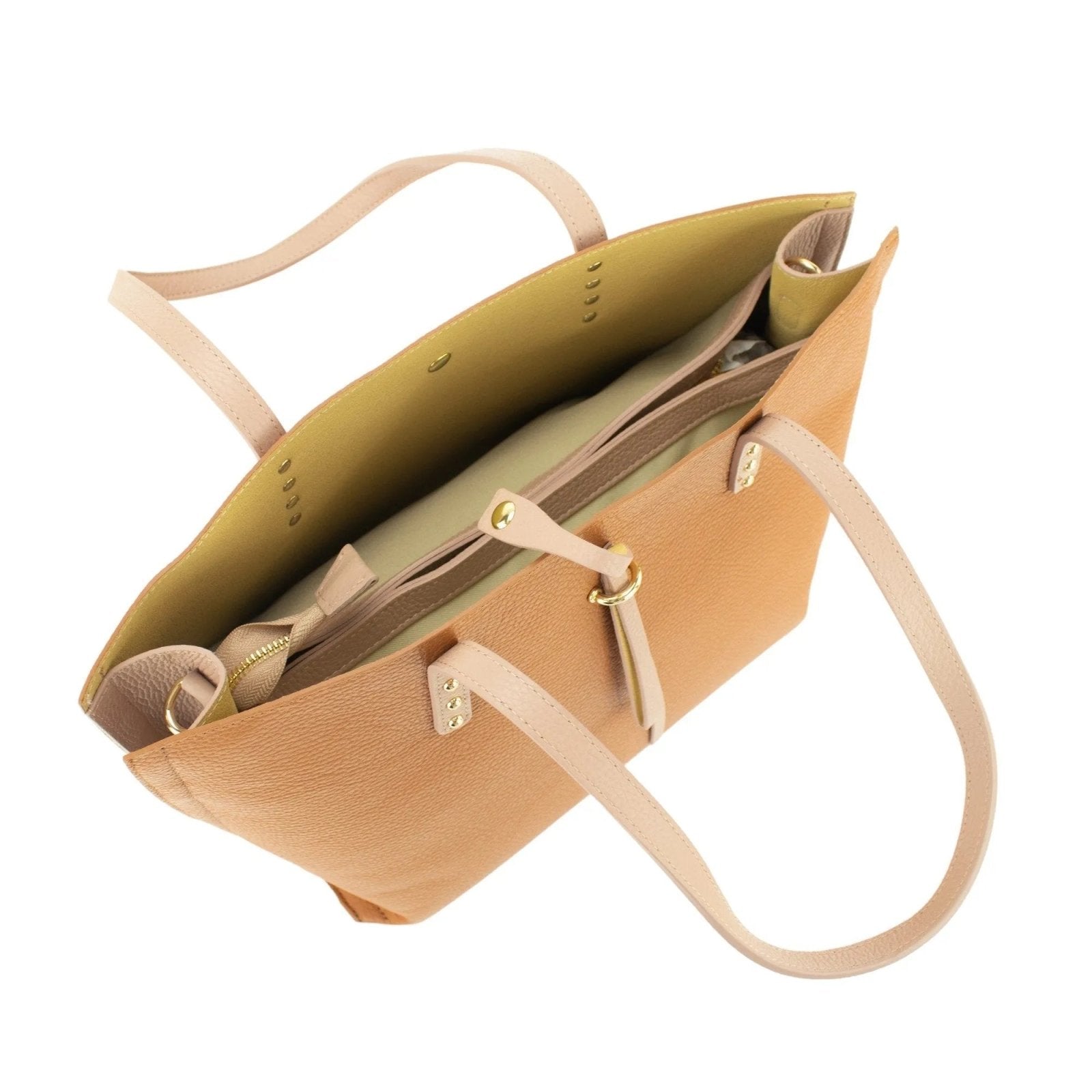 Bolso Shopper en Piel Pregato Loggia Marrón Beige - KimondoShop