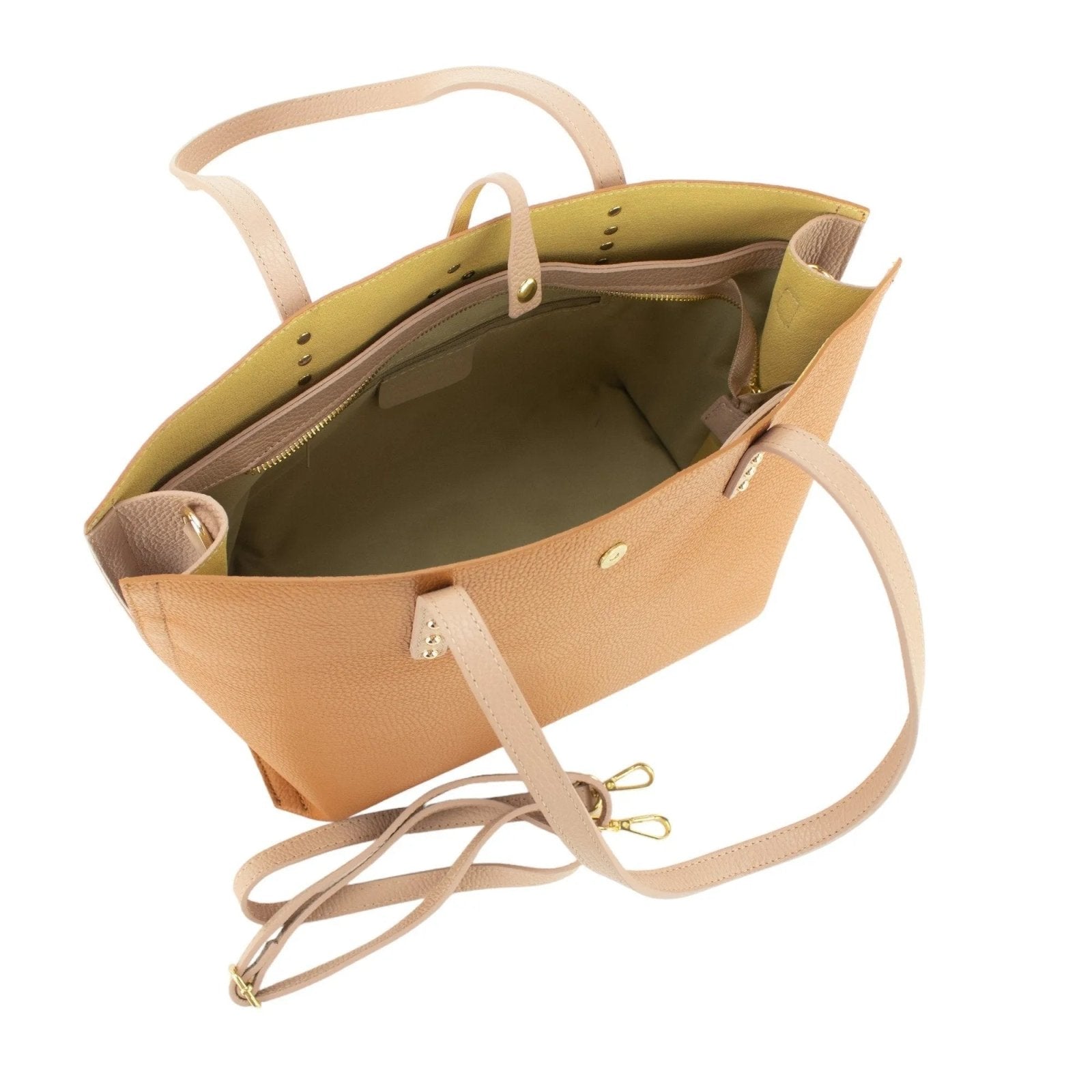 Bolso Shopper en Piel Pregato Loggia Marrón Beige - KimondoShop