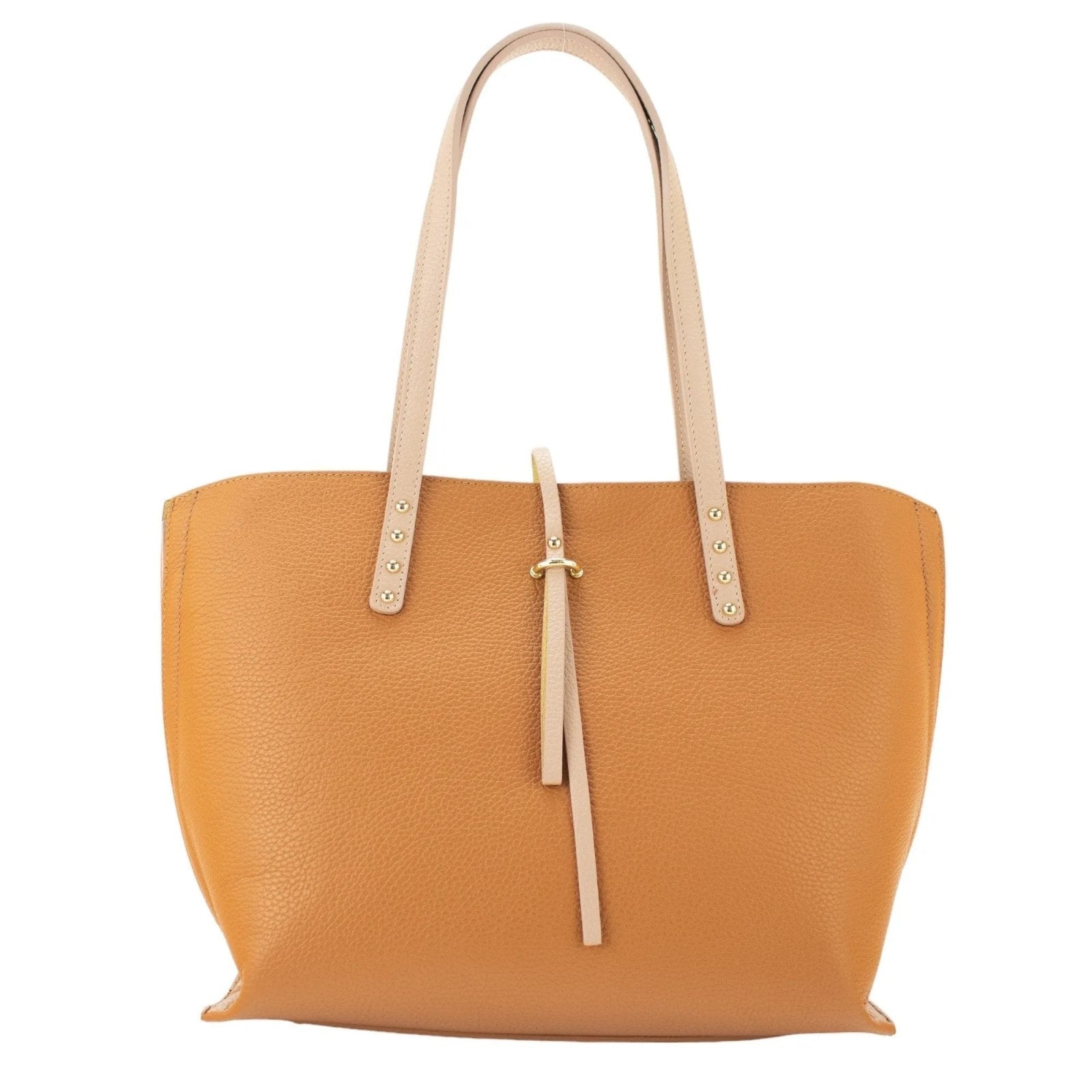 Bolso Shopper en Piel Pregato Loggia Marrón Beige - KimondoShop