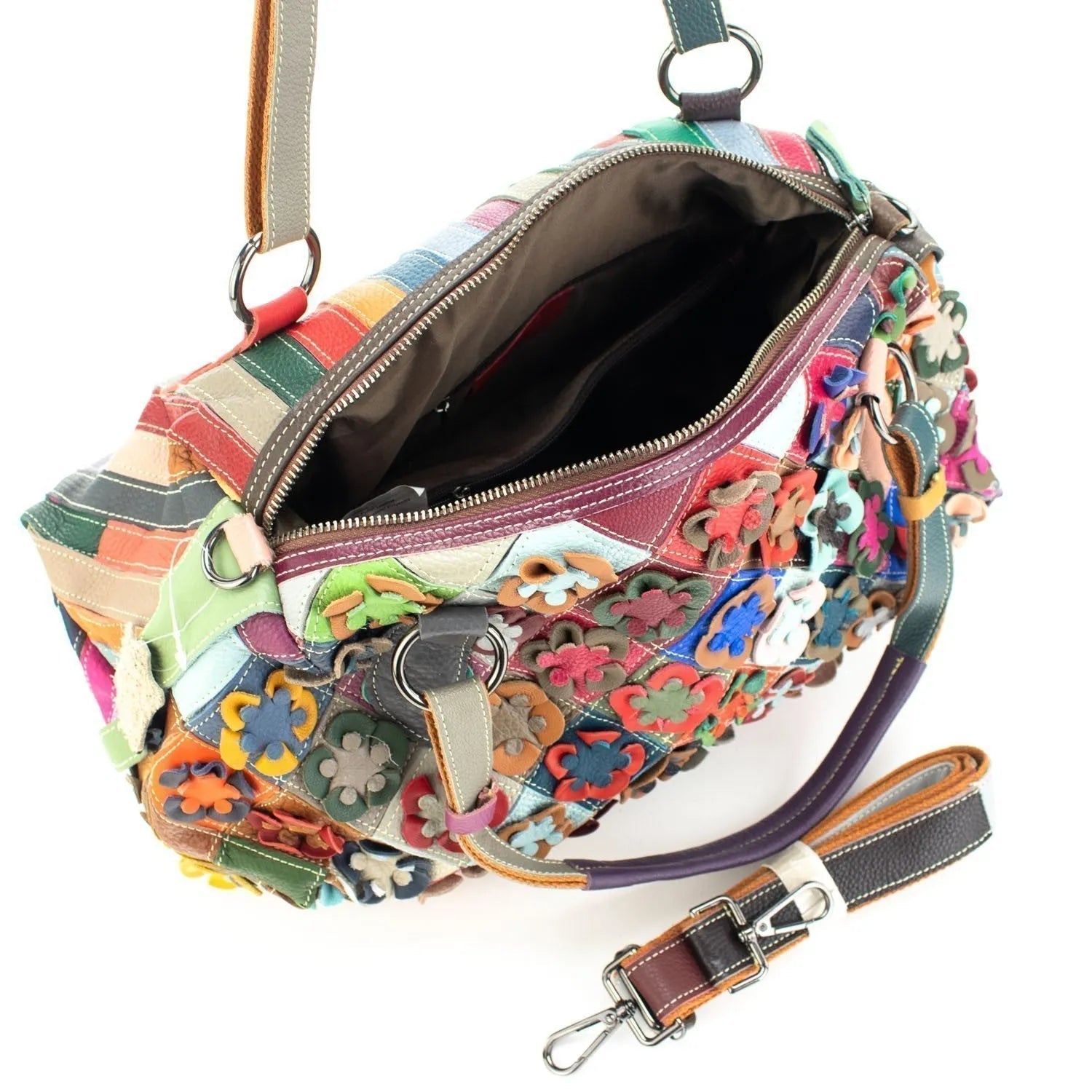 Bolso shopper grande de Piel Pregato Mosaic Flowers - KimondoShop