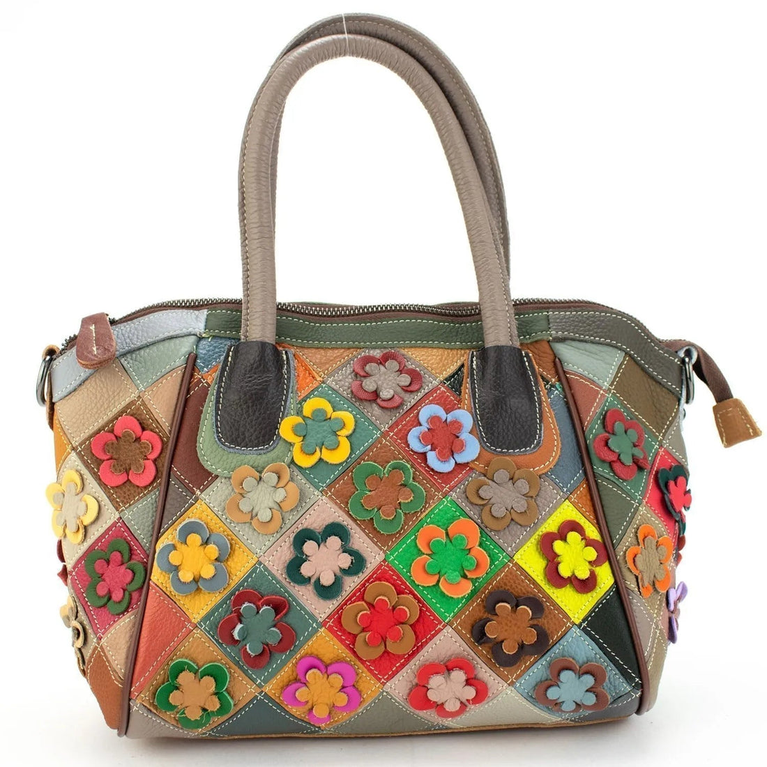 Bolso tote de Piel Pregato Mosaic Flowers - KimondoShop