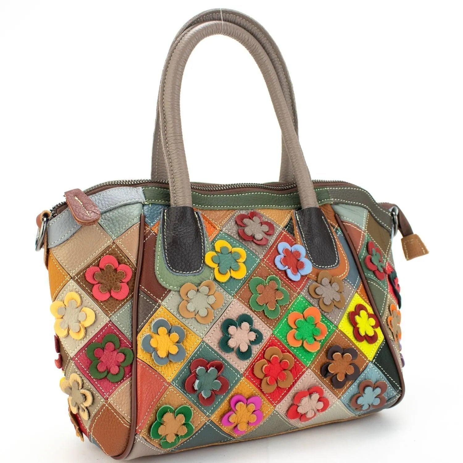 Bolso tote de Piel Pregato Mosaic Flowers - KimondoShop