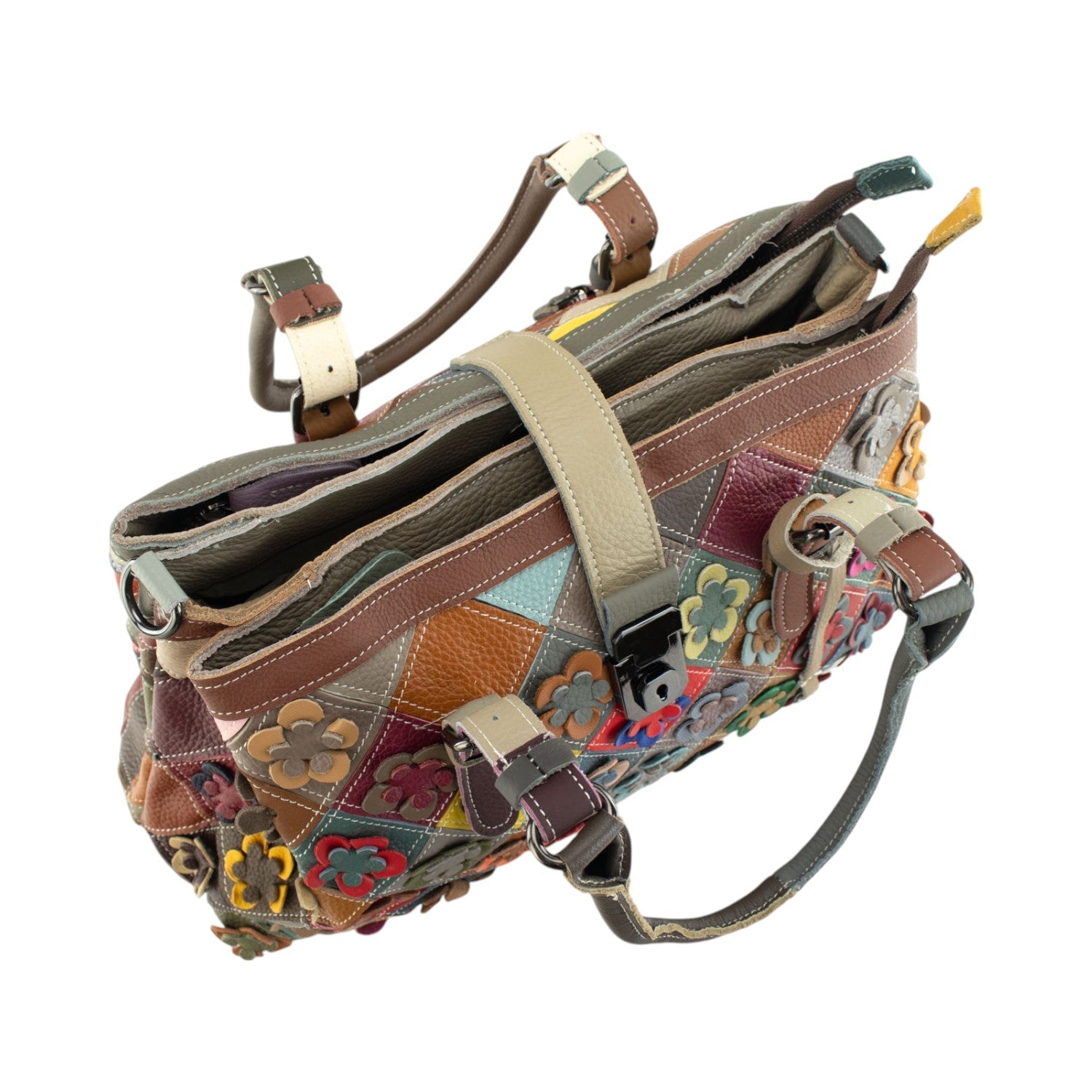 Bolso triple de Piel Pregato Mosaic Flowers - KimondoShop