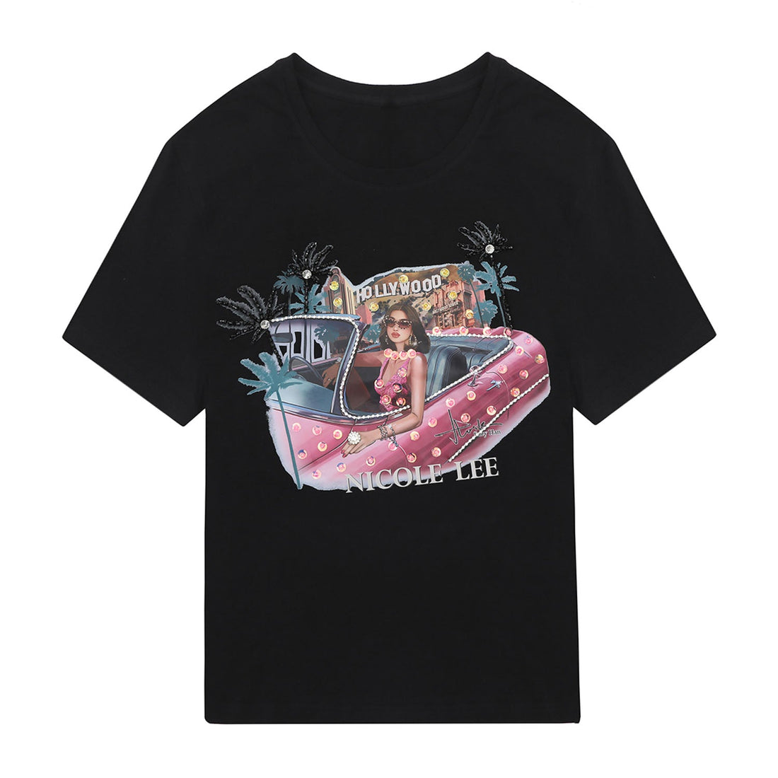 Camiseta manga corta Nicole Lee Hollywood Drive Negro - KimondoShop