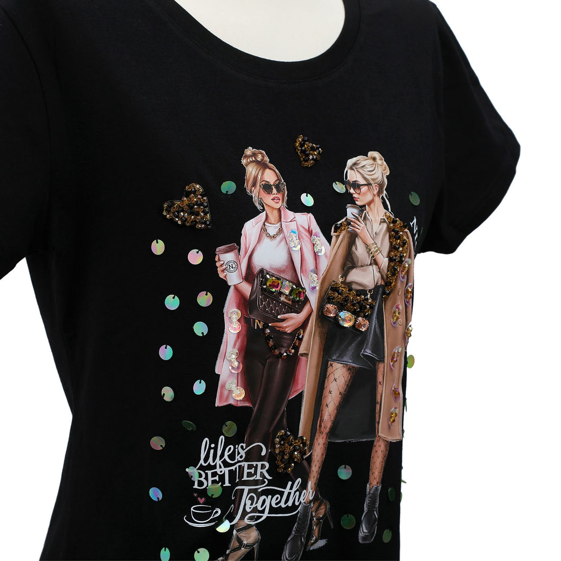 Camiseta manga corta Nicole Lee Ladies Night Negro - KimondoShop