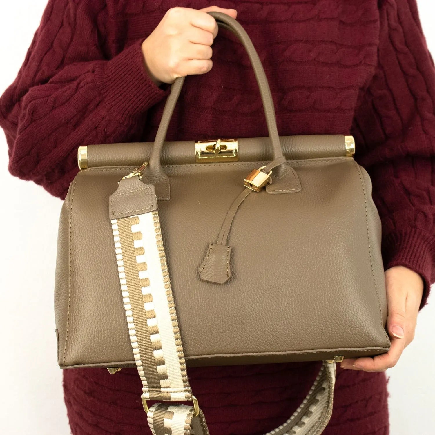 Cinta ajustable para Bolso Pregato Bicolor Taupe - KimondoShop