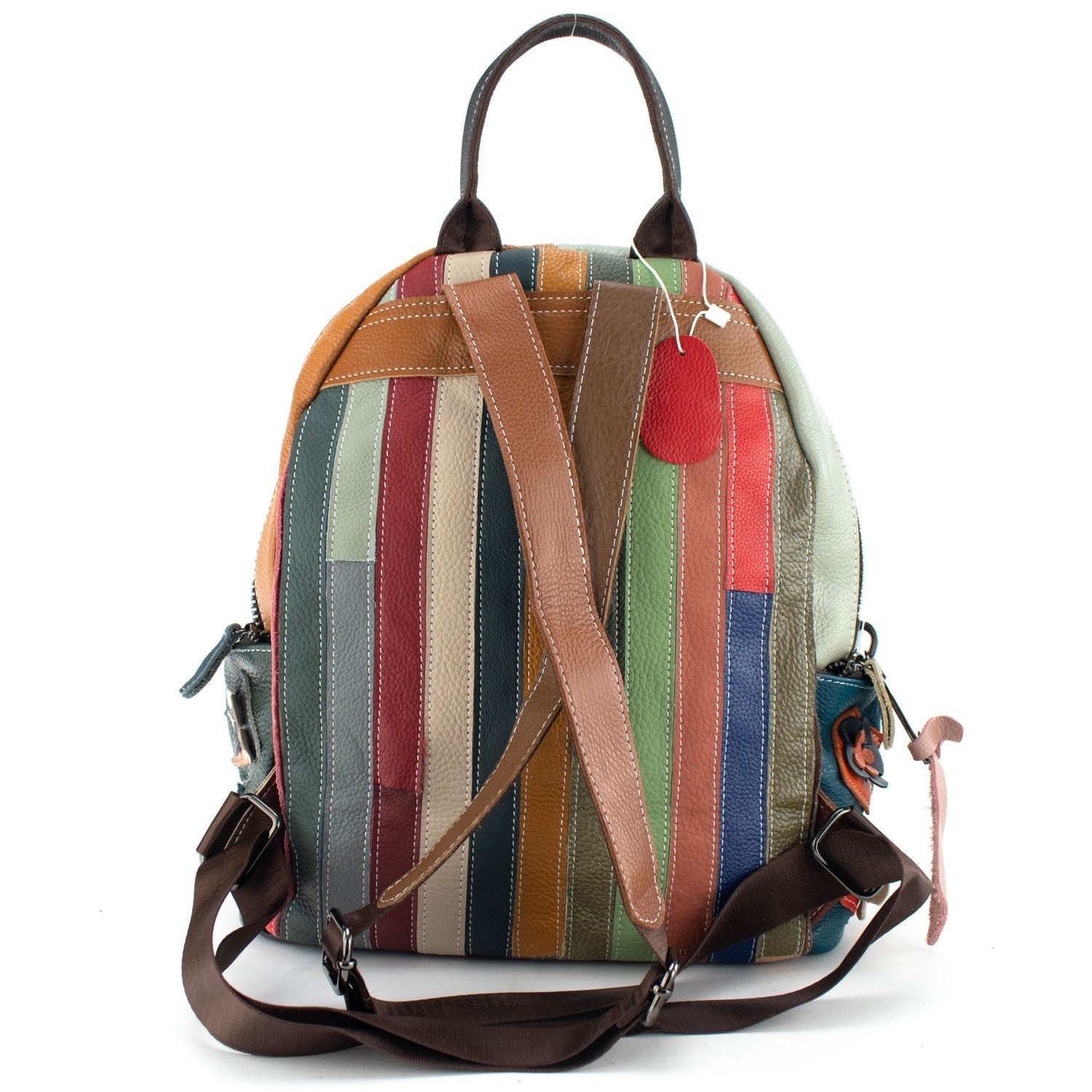 Mochila casual redonda de Piel Pregato Mosaic Flowers - KimondoShop